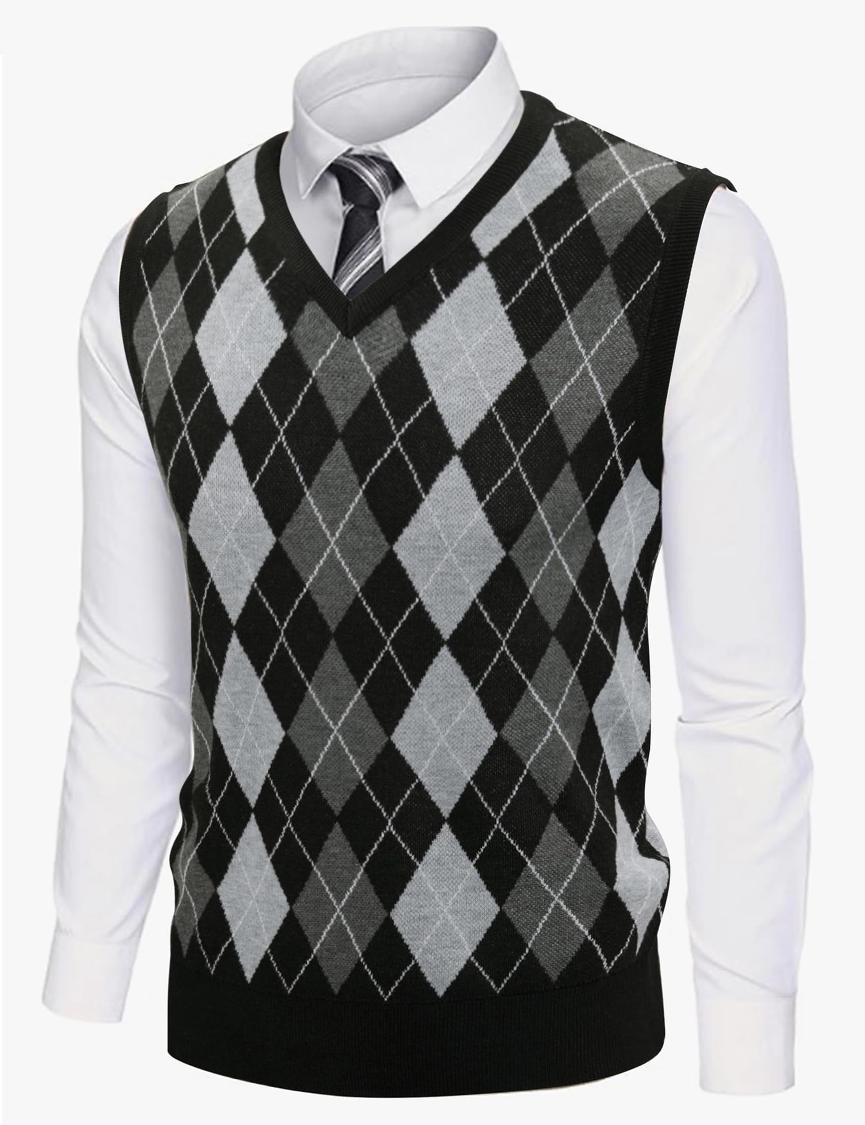 Sykooria Gilet Maglione da Uomo con Scollo V Maglioncino Smanicato Senza Maniche Pullover Gilet Cotone in Maglia Invernale Maglioni e Cardigan da Uomo Casual