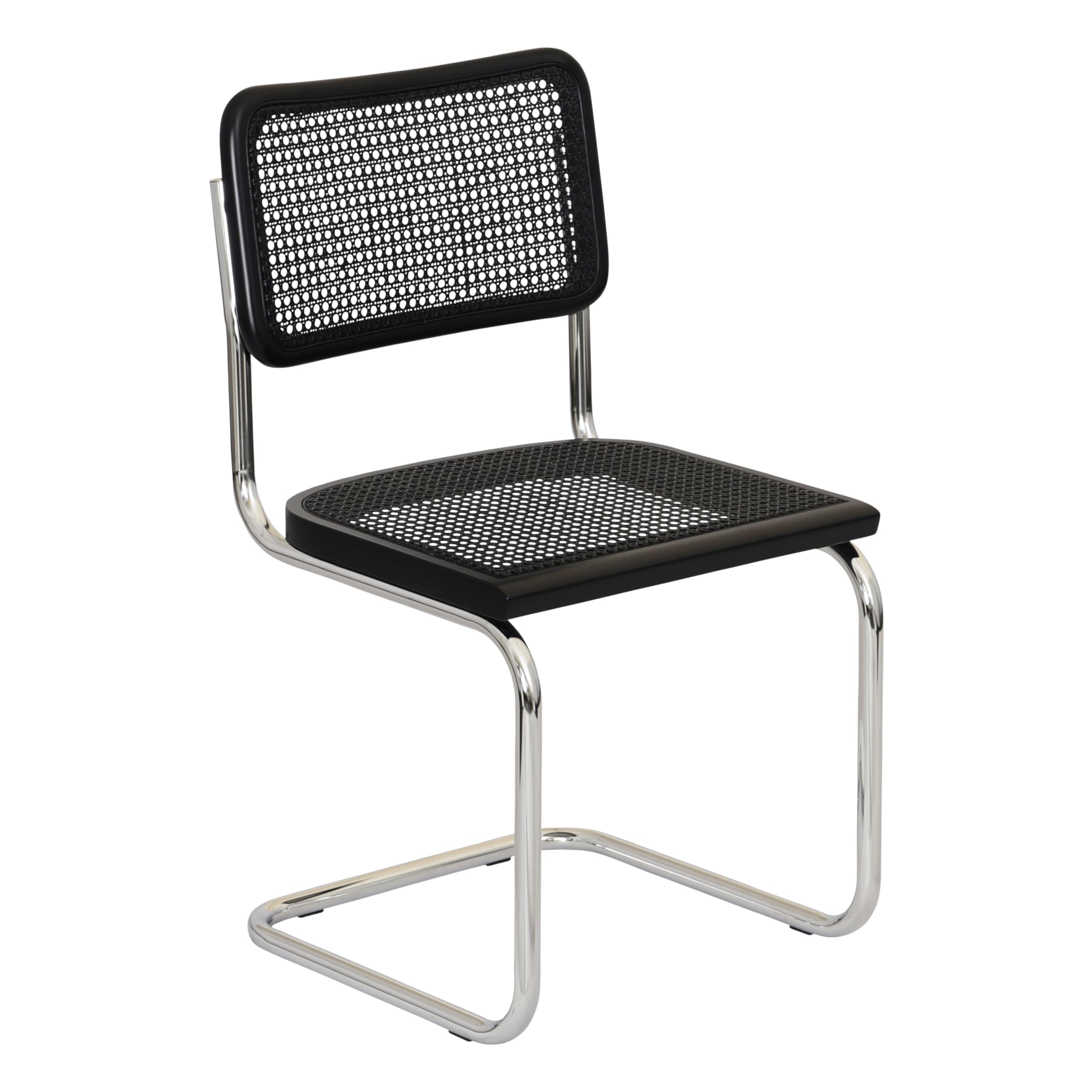 Breuer Chair Company Marcel Breuer Cesca Cane Cantilever Side Chair w/Chrome Steel Frame Black Wood & Black Cane
