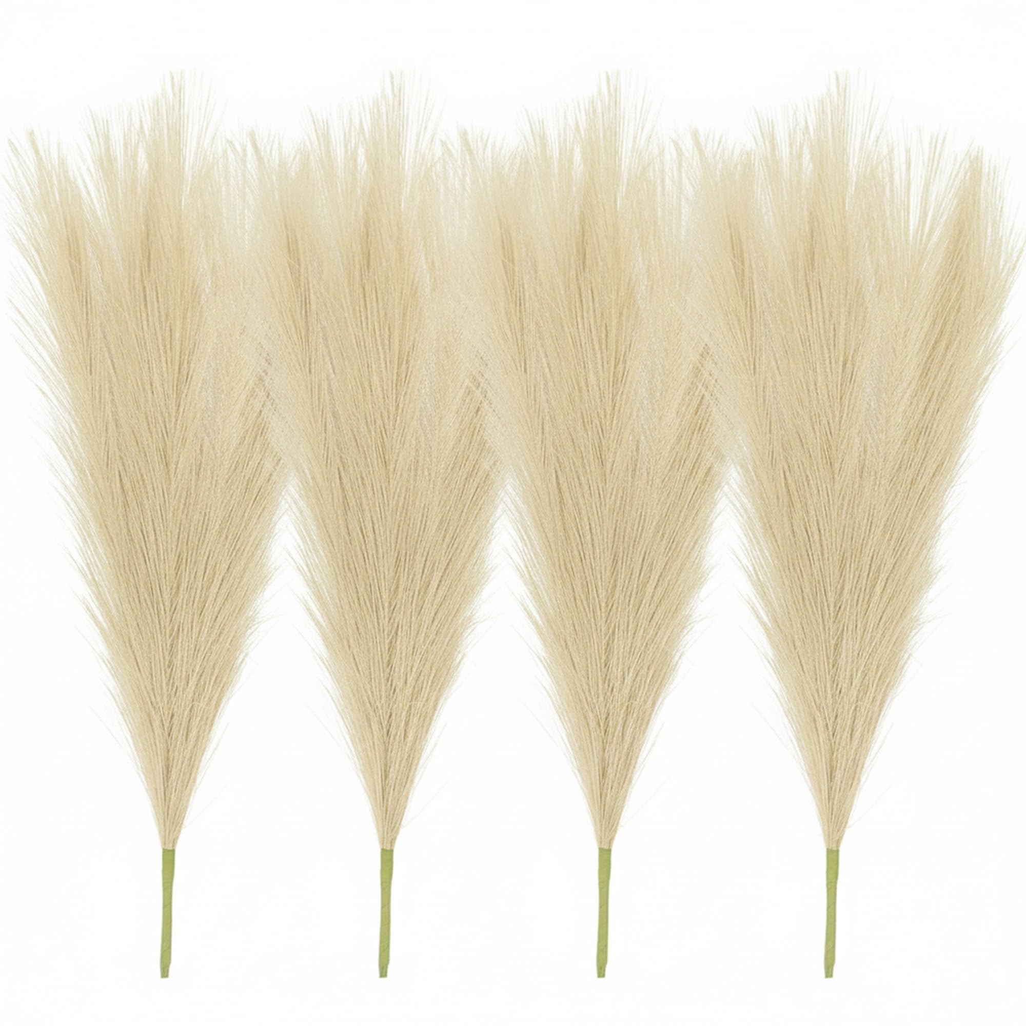 Pack of 4 Pcs Artificial Flowers Faux Pampas Grass Small Fake Flower Plant for Home Decor, Office, Bedroom, Living Room, Table Decoration, Dried Plants (Without Vase Pot) (Off White)-image-12