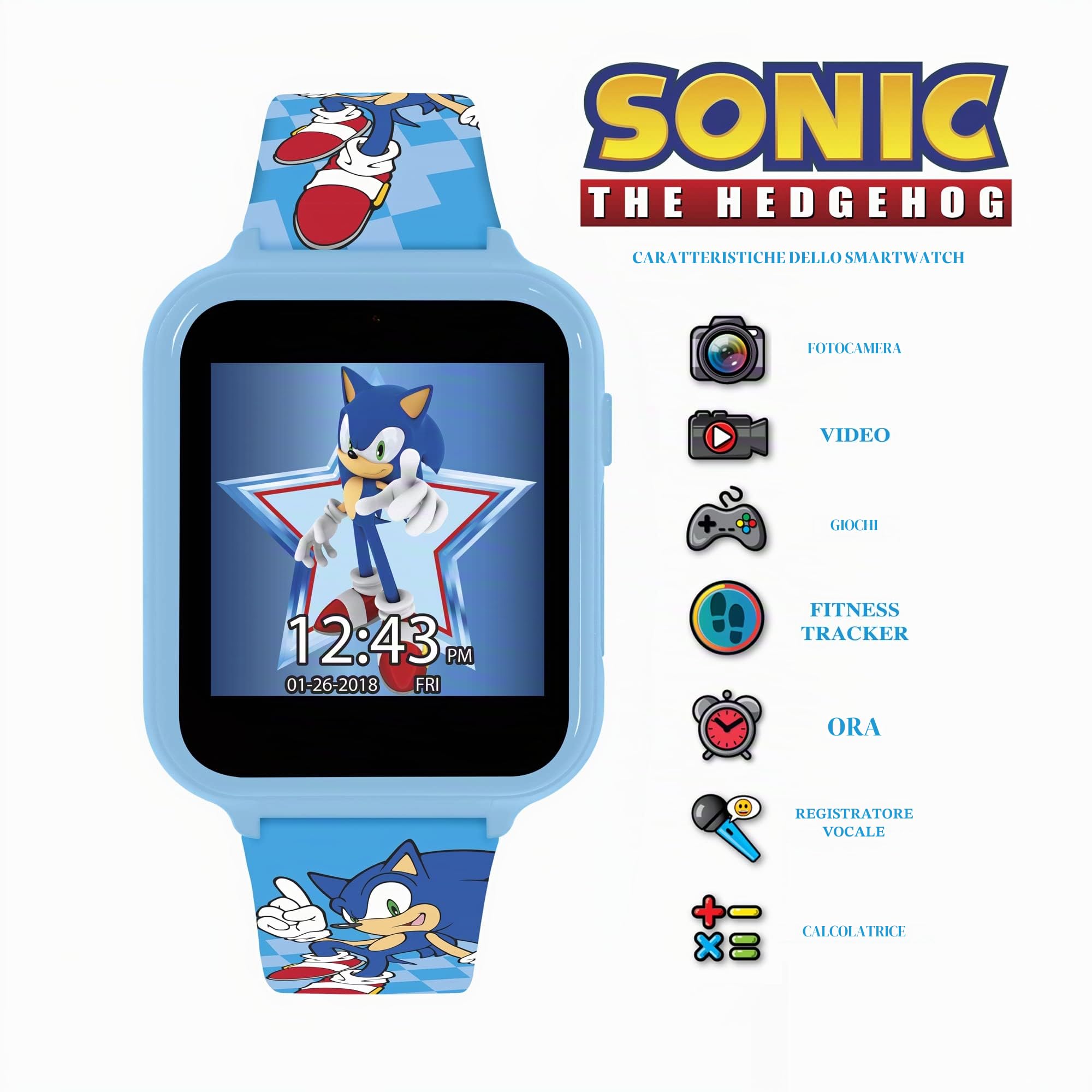 Sonic Orologio al quarzo digitale da ragazzo con cinturino in silicone SNC4055, fitness tracker, Blu, cinturino