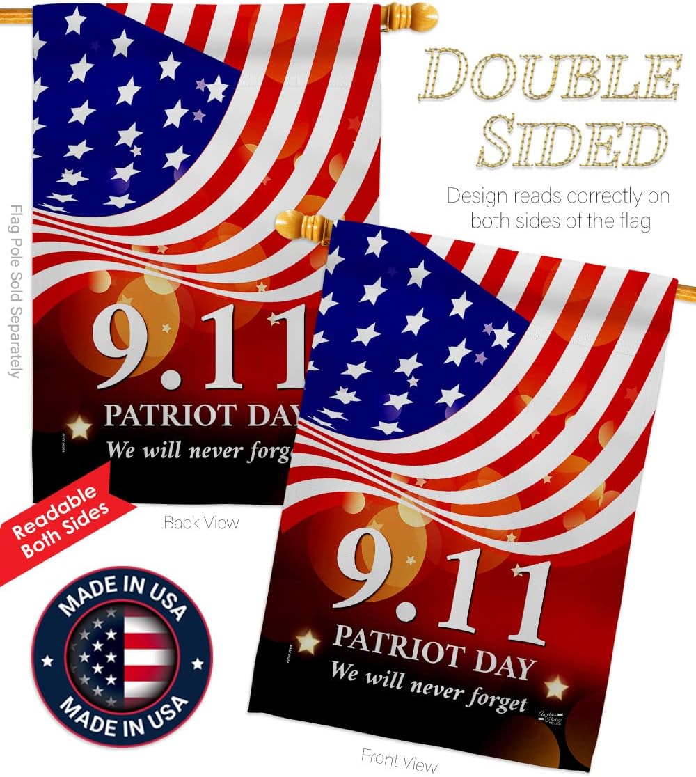 Remember 9/11 House Flag Patriot Day World Planet Peace Environment Awareness United State American Decoration Banner Small Garden Yard Gift Double-Sided, Made in USA