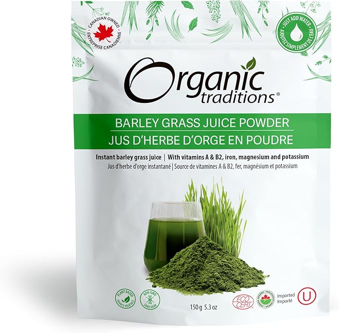 Organic Traditions Barley Grass Juice Powder 150 grams/ 5.3 ounces Amazon.ca Grocery