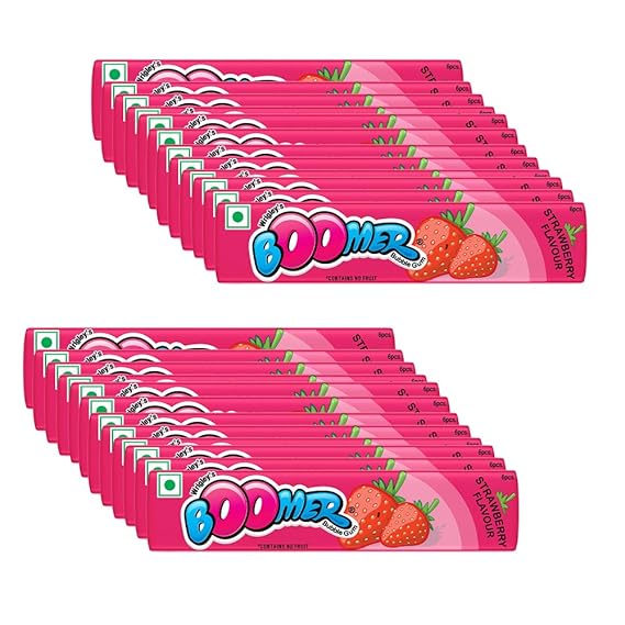 Boomer Strawberry Flavoured Chewing Gum, 525g Jar (Pack Of 3