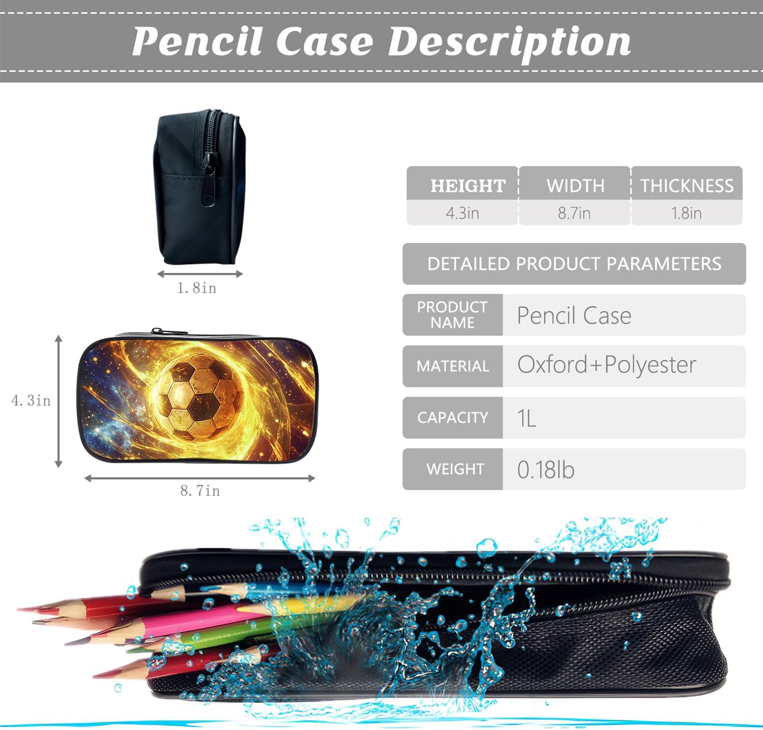 Klymax Football Backpack Soccer Sports Kids Schoolbag with Lunch Box Bag Pencil Bag 3pcs Bookbag Sets for Boys Girls - Image 4