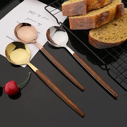 Miniatura 8 de JASHII Juego de 10 cuchillos de cena resistentes de acero inoxidable con mango de madera de 88 pulgadas juego de cuchillos cortadores de carne