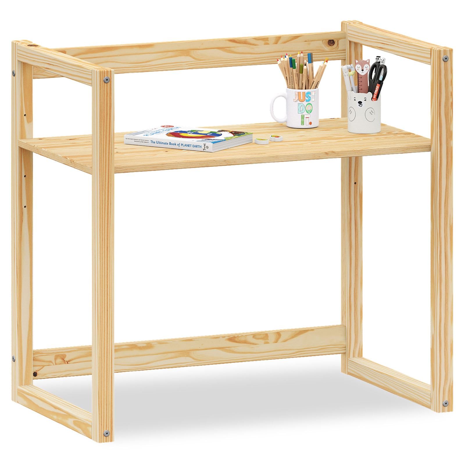 IDIMEX Bureau Enfant SUZA réglable en Hauteur 80 x 76 x 48 cm Bois de pin Massif, Bureau Chambre Enfant, 4 Niveaux de Hauteur, Coloris Naturel