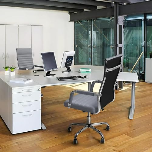 Miniatura 3 de Silla de oficina moderna con respaldo medio de piel sintética, silla de escritorio de oficina blanca para conferencias ejecutivas, silla giratoria