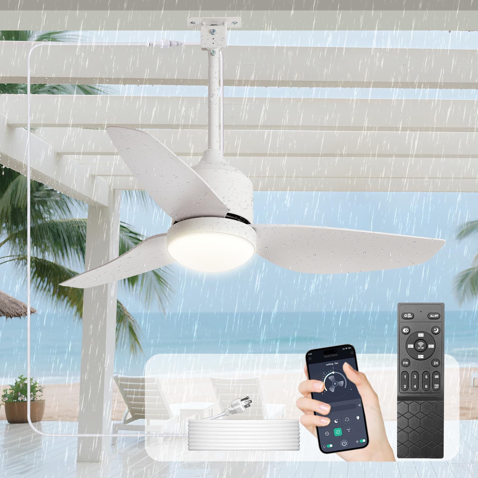 Photo 1 of **MISSING LIGHT COVER** DINGLILIGHTING 42" Outdoor Ceiling Fan with Light