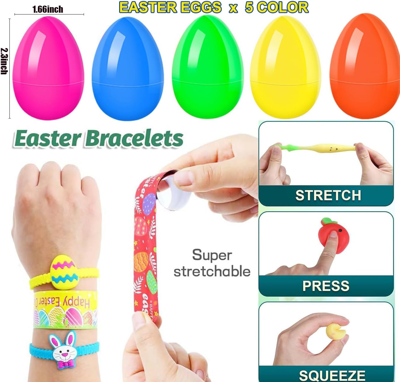 300pcs Easter Eggs with Toys Inside Bulk Filled Easter Egg Fillers 100 Pack Non Candy Stuffed Easters Basket Stuffers Essentials for Kids Girls Toddlers Boys Easters Egg Hunt Party Favors - Image 7