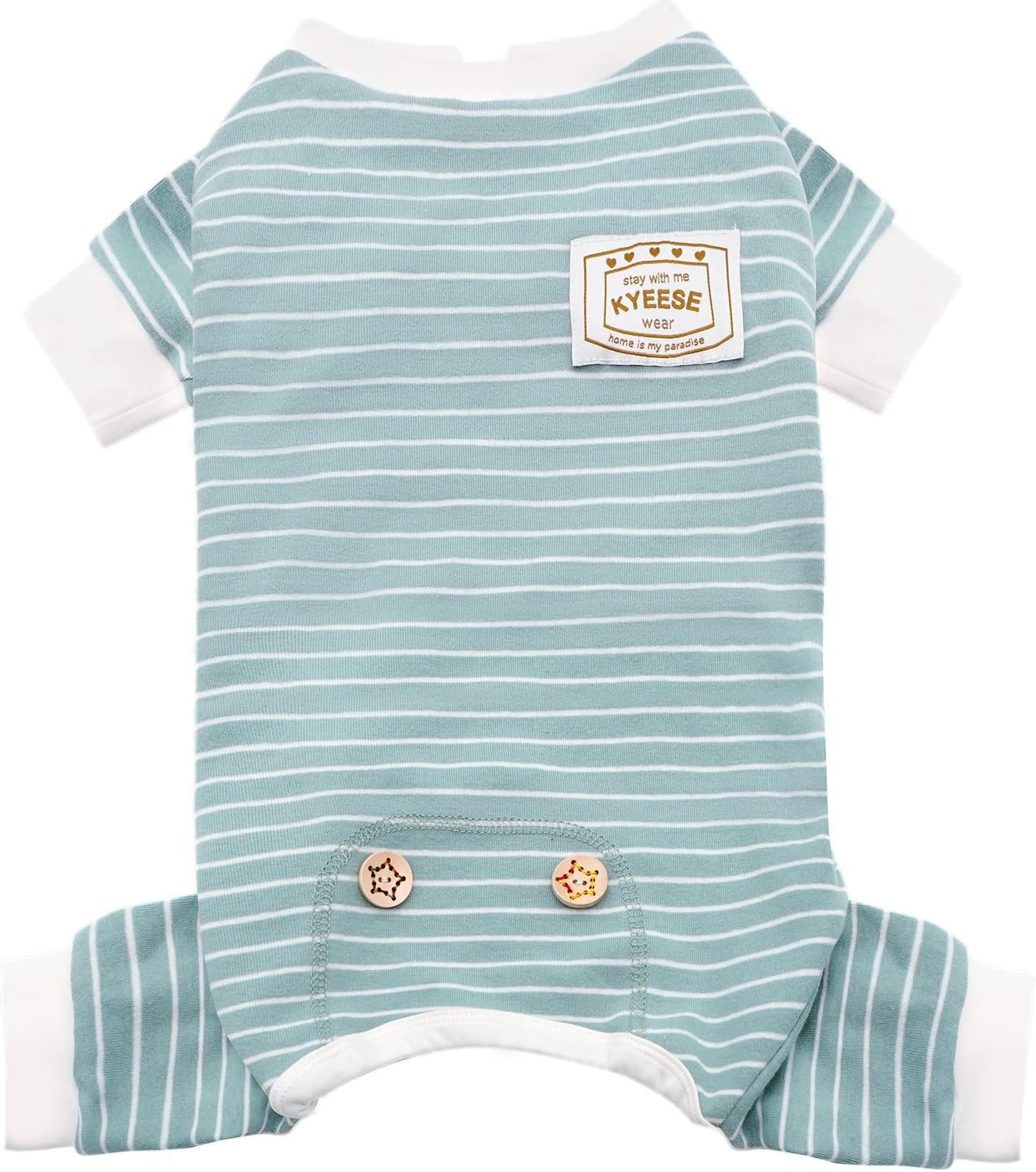 KYEESE Dog Pajamas Soft Striped Pet Jumpsuit Lightweight Doggie Jammies 4 Legs Dog Clothes Stretchable Pajamas Breathable Cozy Outfit Comfortable Onesie Sleepwear for Small Dogs,Green Striped, Large