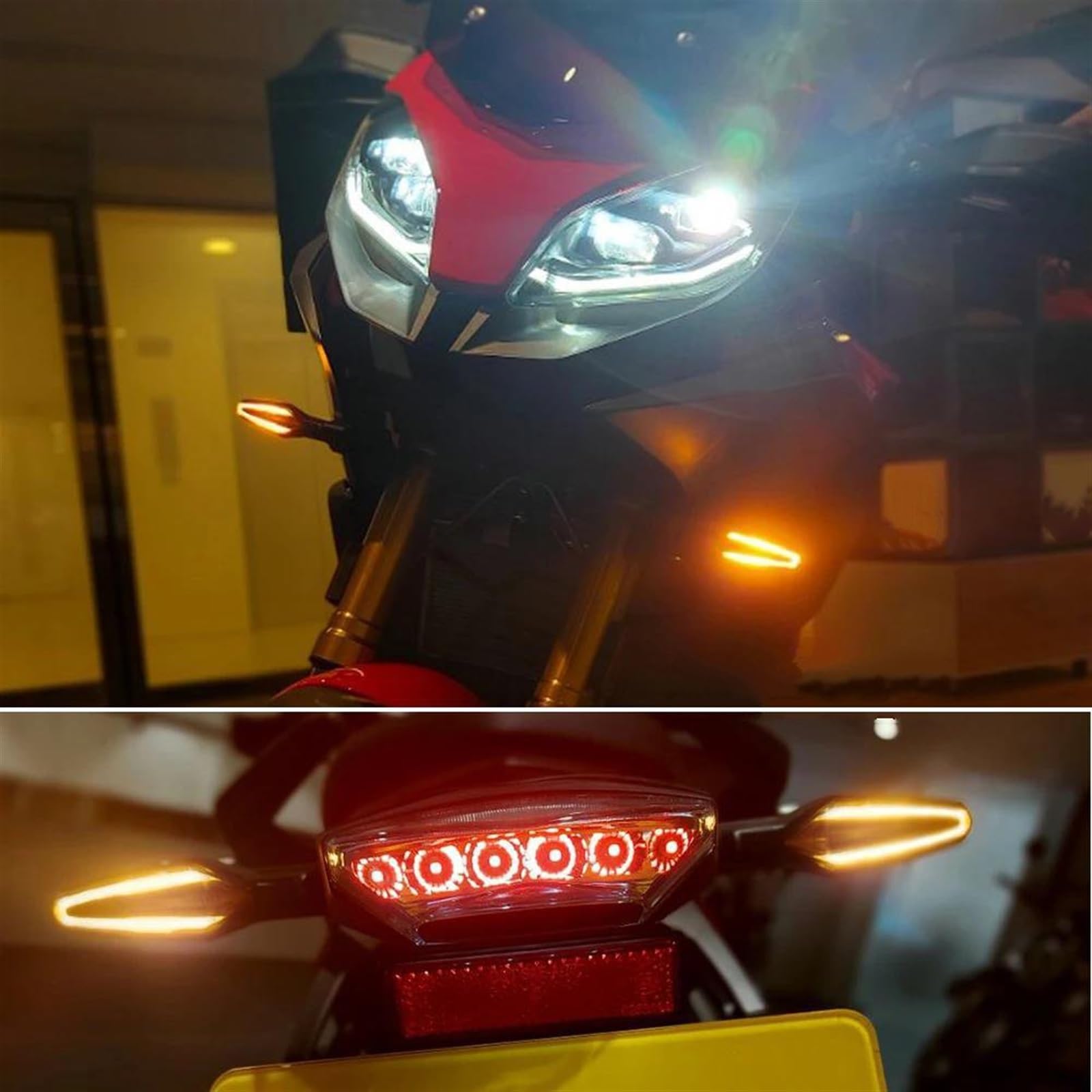 Verkehrsanzeigen Motorcycle Turn Signal Indicators Light Front/Rear Flasher for B&MW S1000XR S1000RR S1000R S1000 XR RR R F900R F900XR F900 R XR(Schwarz 2St)