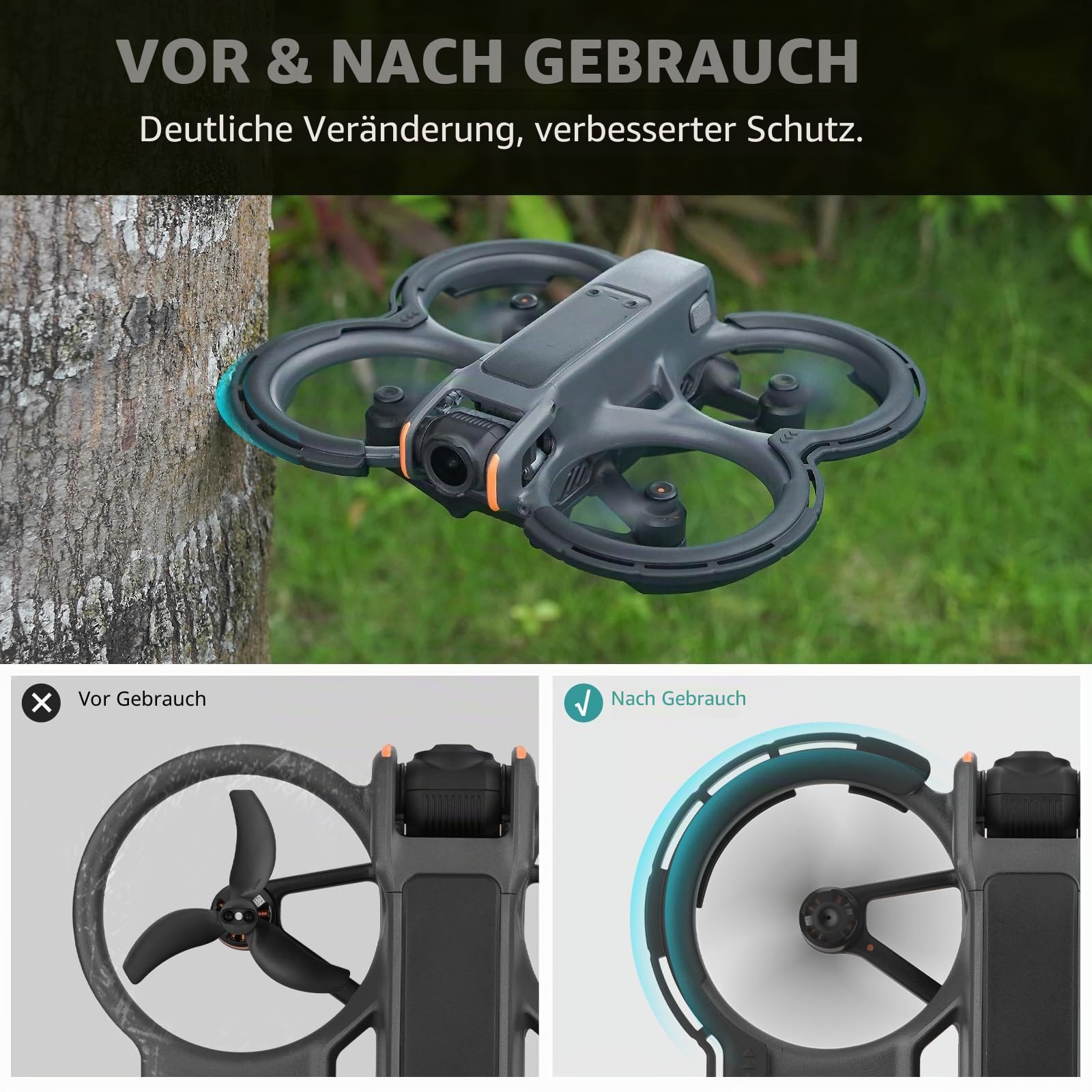 BRDRC Avatar 2 Propellerschutz für DJI Avata 2, Bumper Guard Schutzhülle Protective Bumper Anti-Collision Shockproof Prop Protector für DJI Avata 2 Fly More Combo Drohne Zubehör - Orange