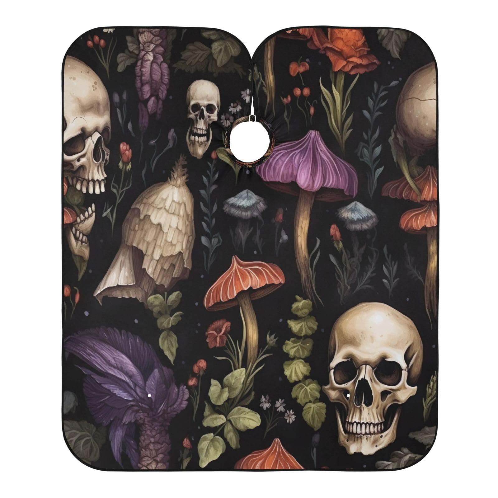 Capa De Peluquería Profesional Cráneo De Setas Capa De Barbero Profesional Personalizada Duradero Bata Para Barberías, Para El Cabello, Niños, Mujeres, 140×168cm
