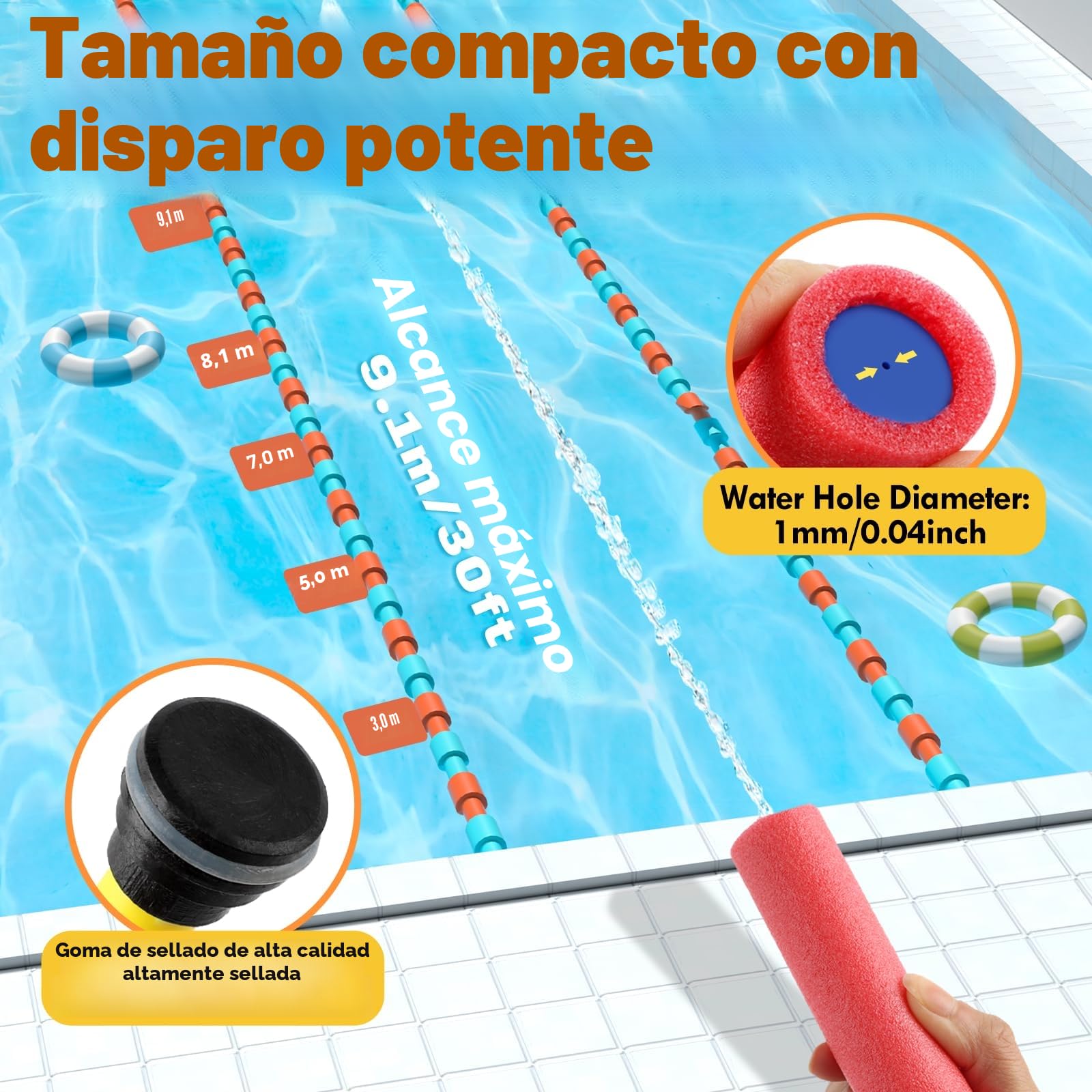 Lehoo Castle Pistola de Agua, 16PCS Pistola de Agua de Espuma EVA, Juegos de Agua 9.1m de Alcance, Piscina Juguetes para Batalla, Playa, Juego al Aire Libre