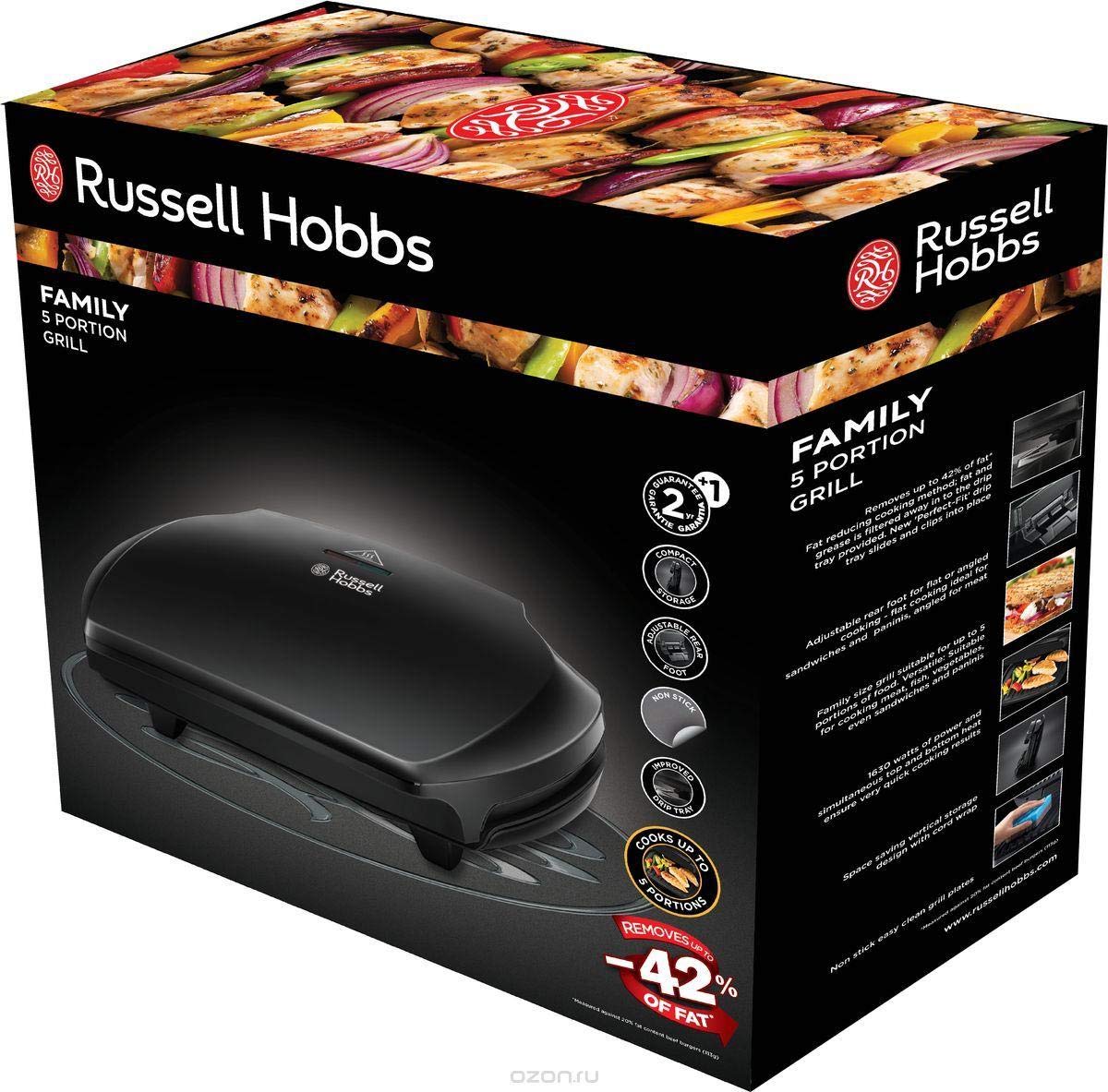 Russell Hobbs sartén parrilla eléctrica doble placa antiadherente 1630 W 23420 – 56