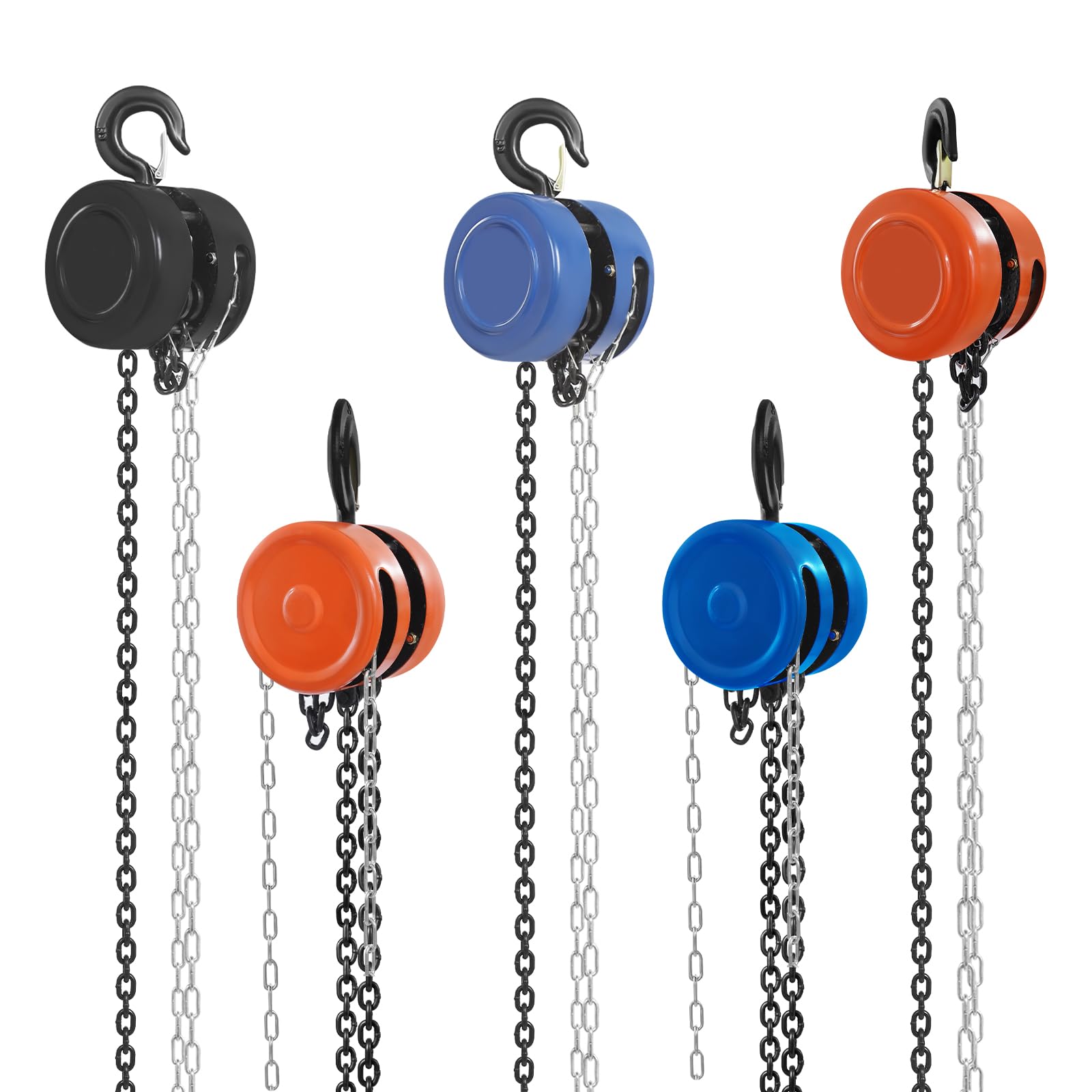 Paranco a catena a mano, 2T/1T, 2,9 m, altezza di sollevamento, paranco manuale, per foreste e officina in occasioni, gancio girevole a 360° (blu, potenza di sollevamento: 2T)
