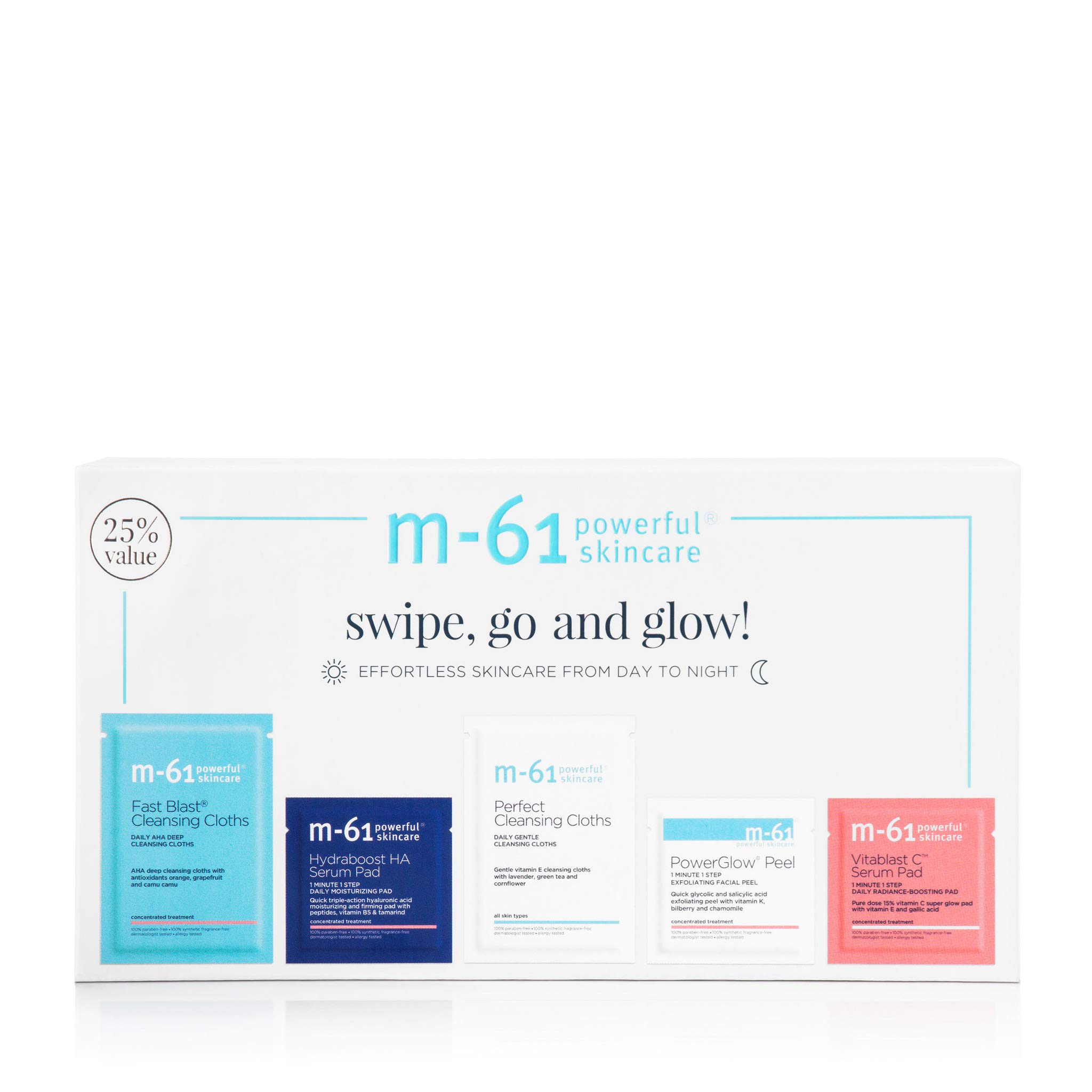 M-61 Swipe, Go and Glow! Skincare Set- Essential day to night skincare set Feel great about your skin – wherever life takes you!