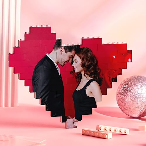 Miniatura 4 de Smile lab Ladrillo de construcción personalizado con bloques de fotos en forma de corazón, imagen personalizada para el día de San Valentín, regalos