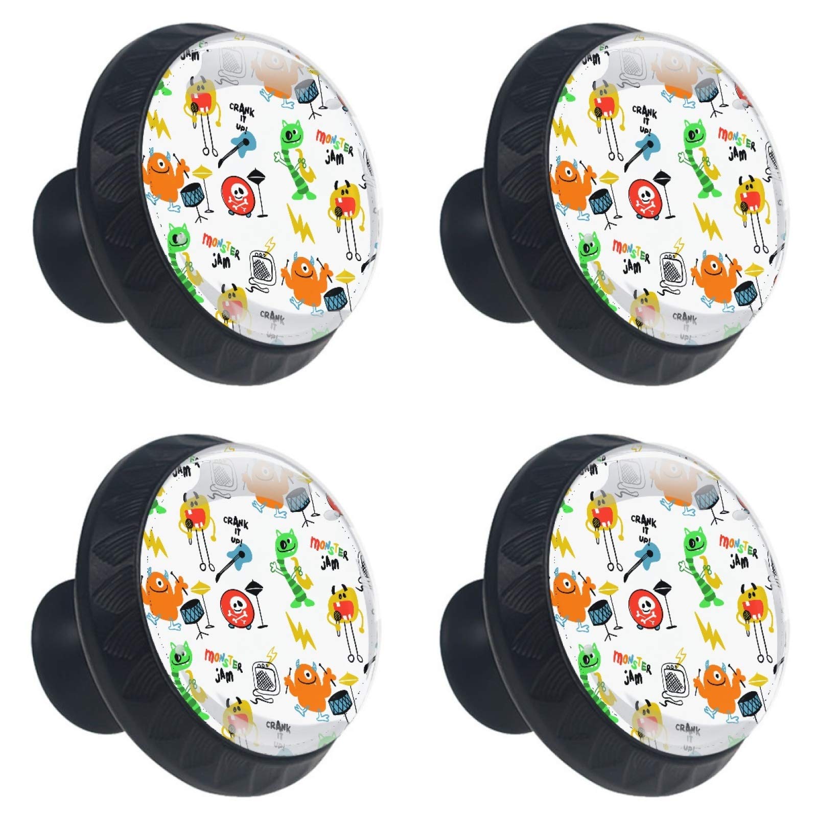 Boutons de tiroir en verre coloré motifs monstres déco originale poignées meubles cuisine
