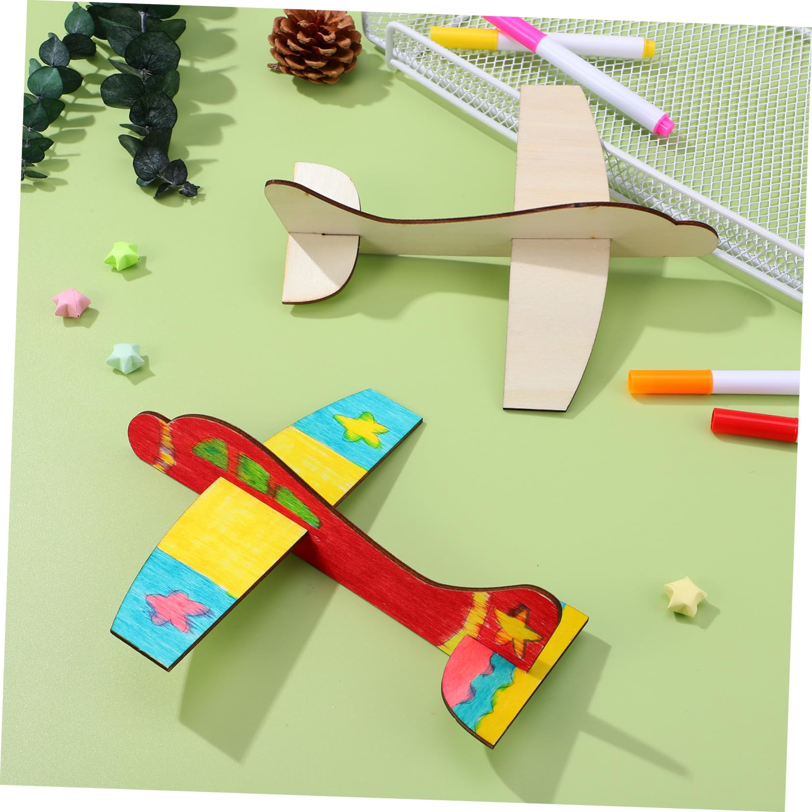 Kit di Modellini Aerei in Legno da 20 Pezzi per Ragazzo Ragazza Superficie Liscia, per Back To School Party e Attività di Pittura Fai-da-te