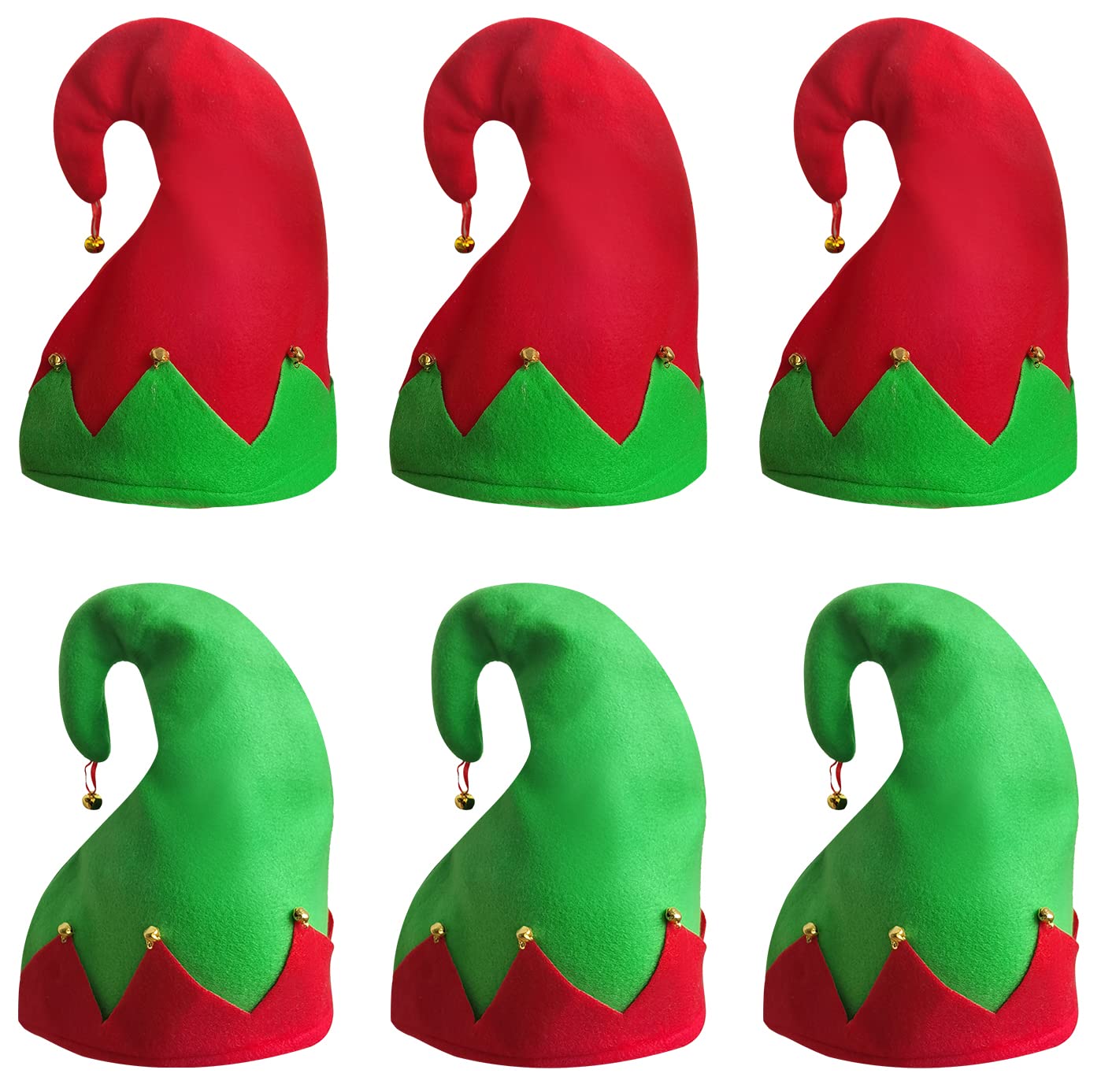 Confezione da 6 cappelli di Babbo Natale con trecce, doppia coda di cavallo, cappelli rossi natalizi e invernali, per Natale e Capodanno, per adulti