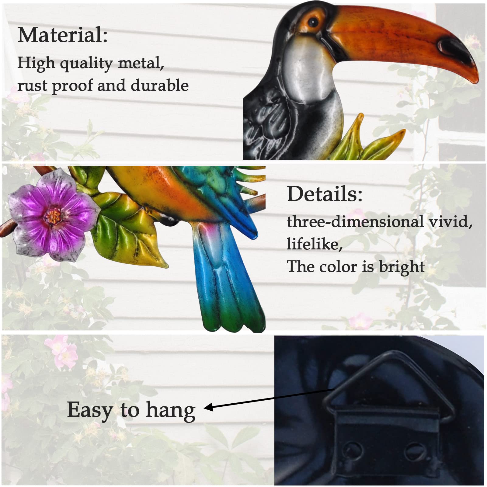 Metall-Vogelwanddekoration Tukan – Tropische Outdoor-Deko Für Garten, Terrasse & Zaun