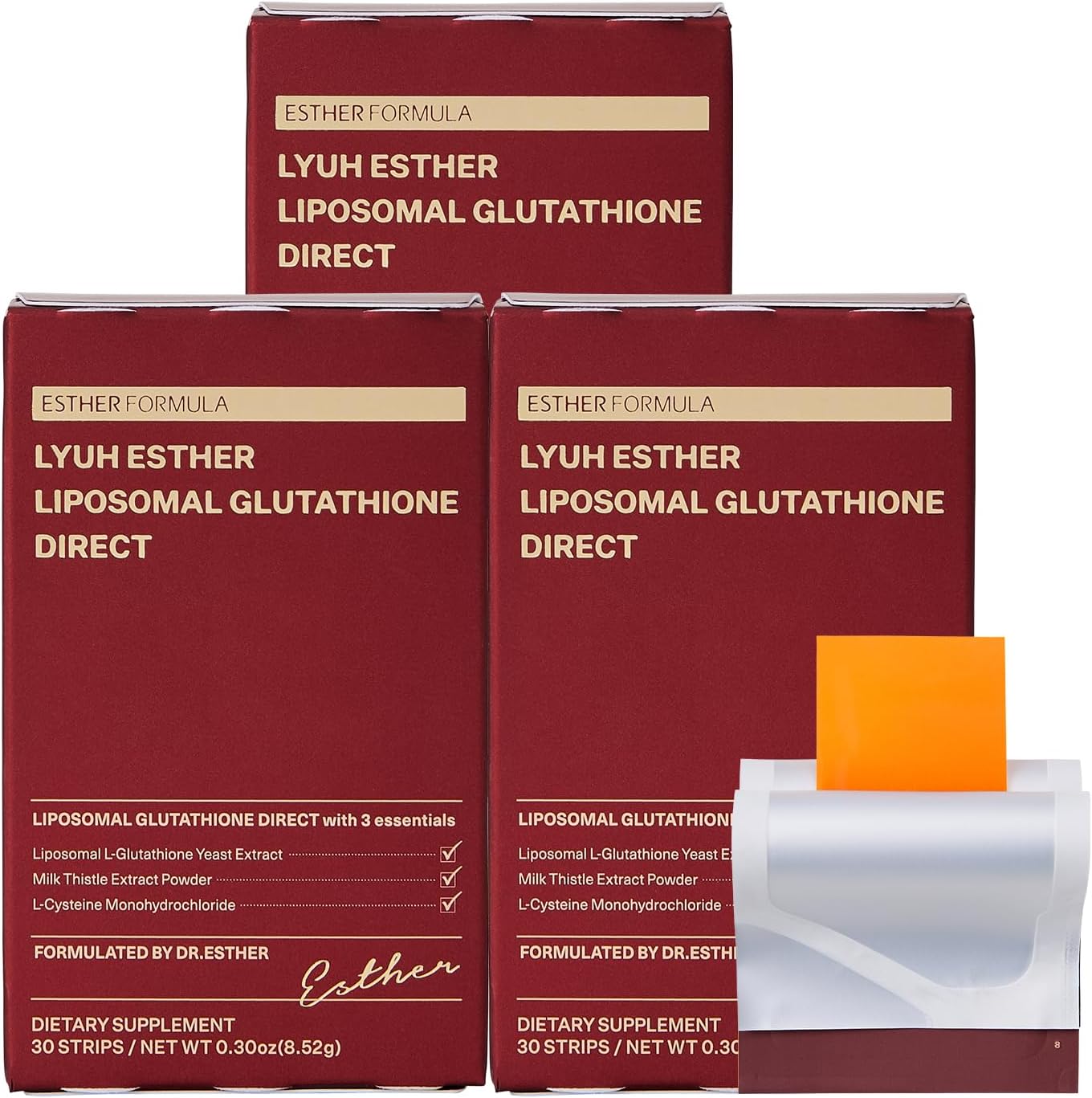 ESTHER FORMULA Liposomal Glutathione Strips (90 ct) - Glutathione Direct, Antioxidant Support & Skin Brightening | Fast-Absorbing Oral Beauty Film | Korean Supplement | Made in USA