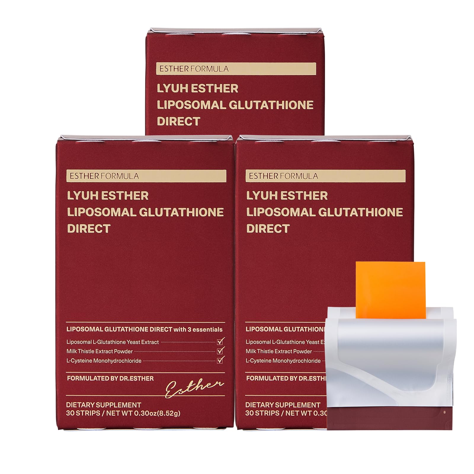 ESTHER FORMULA tiras orais de glutationa lipossomal 90% com L-cisteína e cardo-mariano, 90 tiras