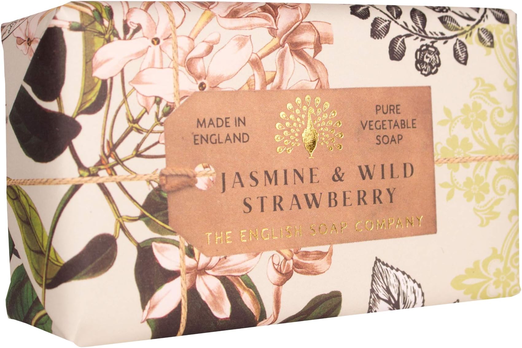Anniversary Jasmine and Wild Strawberry Soap - Luxury Shea Butter Bar - Floral Scent, Moisturising, Vegan Friendly, Recyclable Gift Soap, Made in England 190g