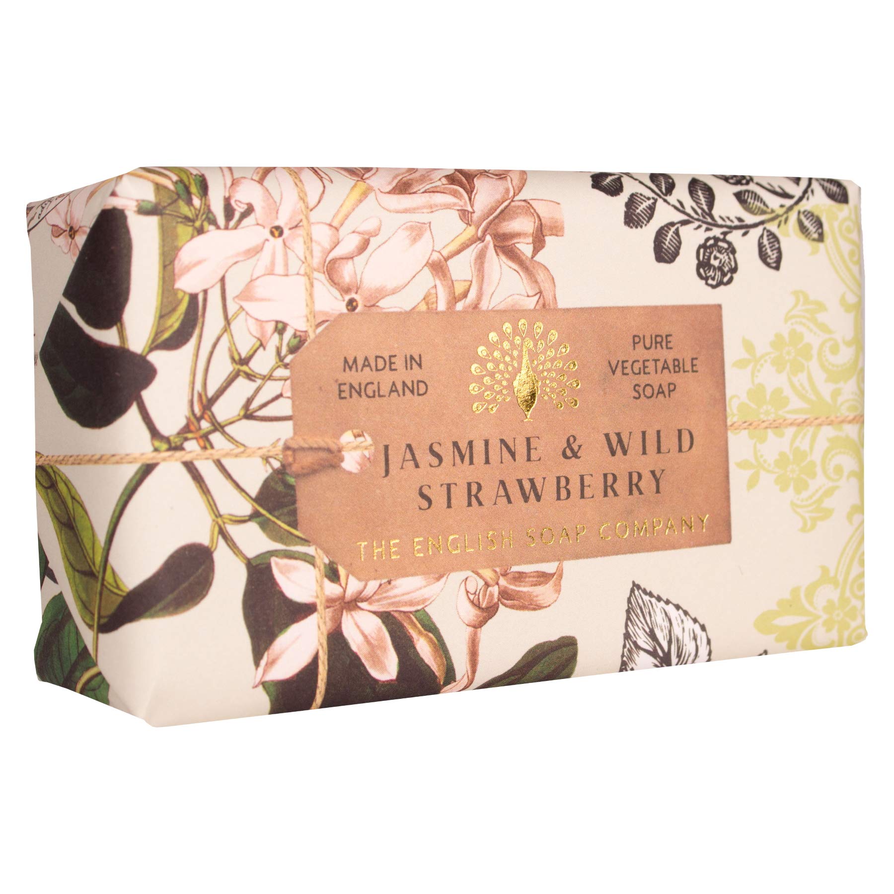 Anniversary Jasmine and Wild Strawberry Soap - Luxury Shea Butter Bar - Floral Scent, Moisturising, Vegan Friendly, Recyclable Gift Soap, Made in England 190g