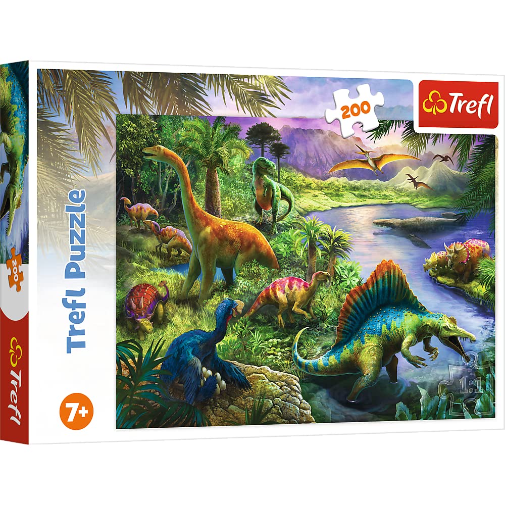 Trefl - Puzzle 200 Teile, Raubdinosaurier, Dschungel, 7+ | Fördert Konzentration und Beobachtungsgabe, hohe Qualität, farbenfrohe Puzzles voller Details