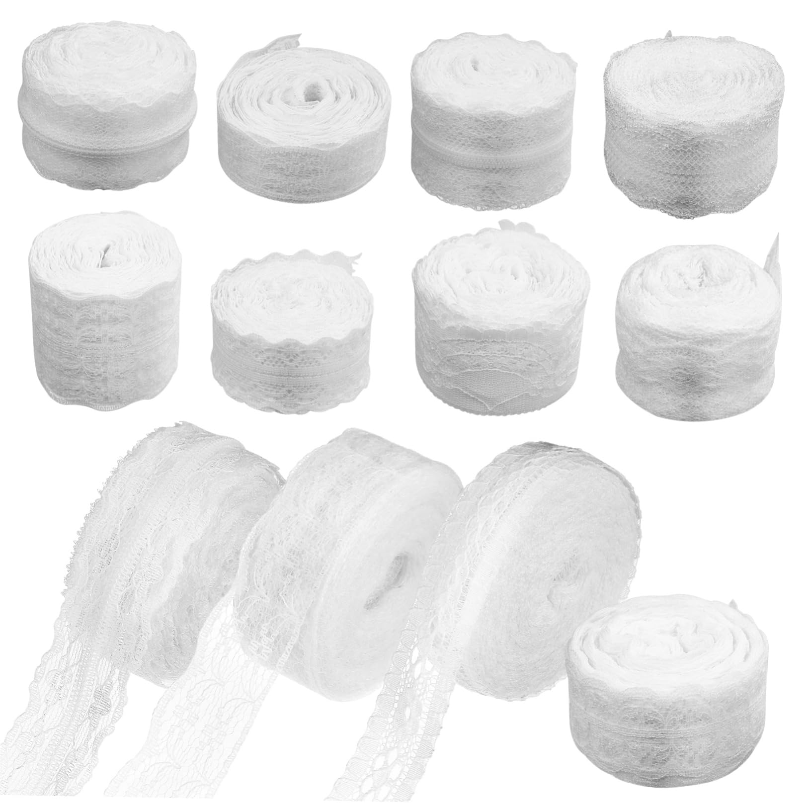 Angoily 12 Rollos Cinta de Encaje Blanca Cintas para Manualidades Ribete de Encaje para Flores Puntilla para Manualidades