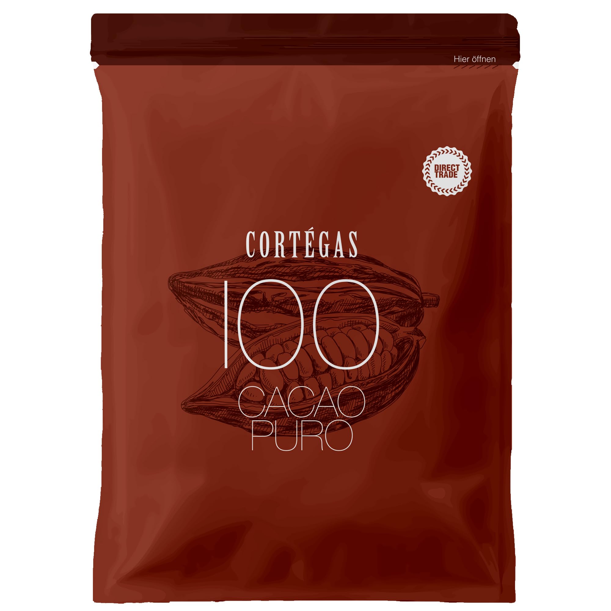 Cortegas Cacao Puro - 100% Kakaopulver ohne Zucker - Nachfüllpackung (200g)