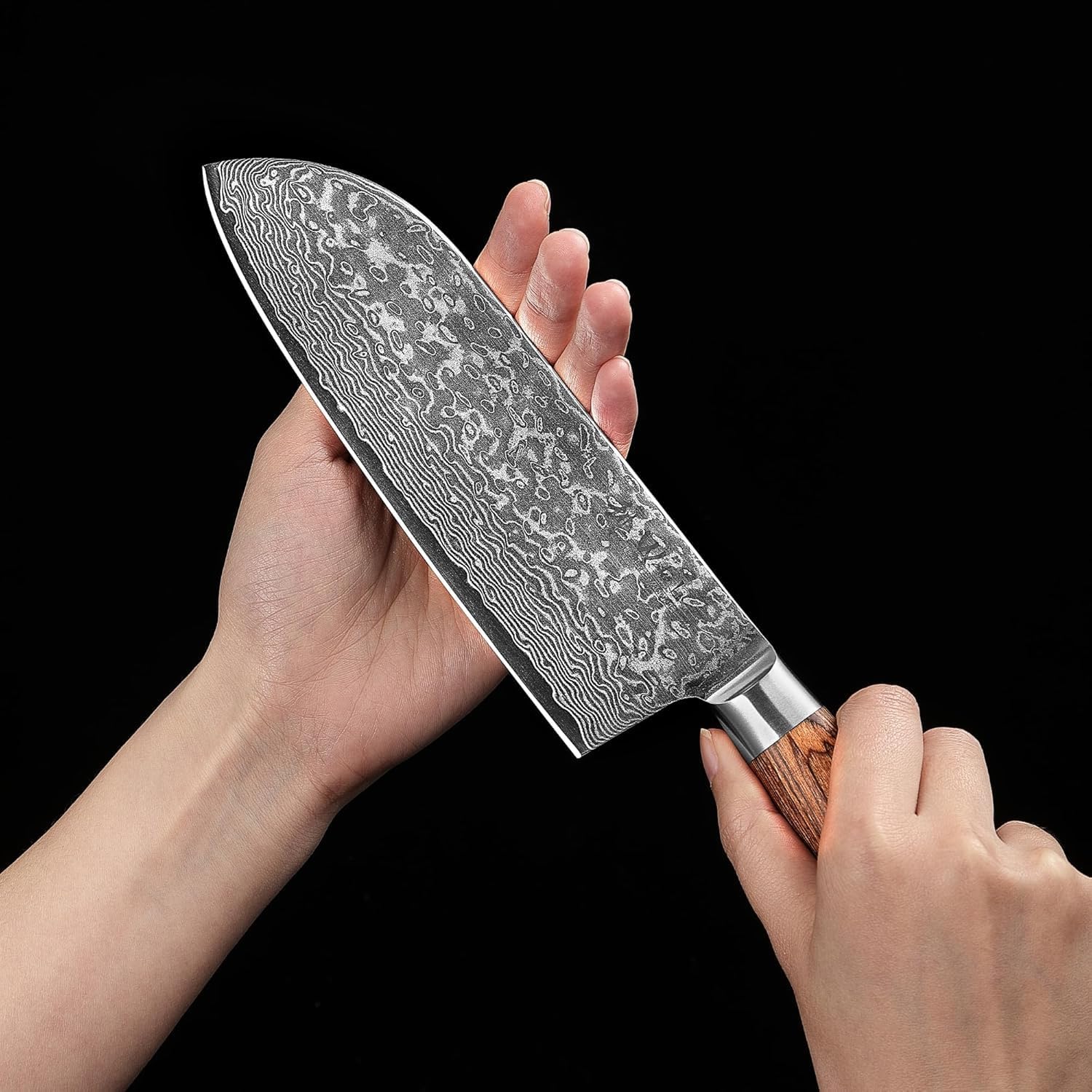 Wakoli EDIB Pro Premium Big Santoku Knife – Japanese Style Kitchen Knife | 6.7-Inch Genuine Damascus Steel Blade with VG10 Core | Ergonomic Pakkawood Handle | Professional Chef Knife in Gift Box