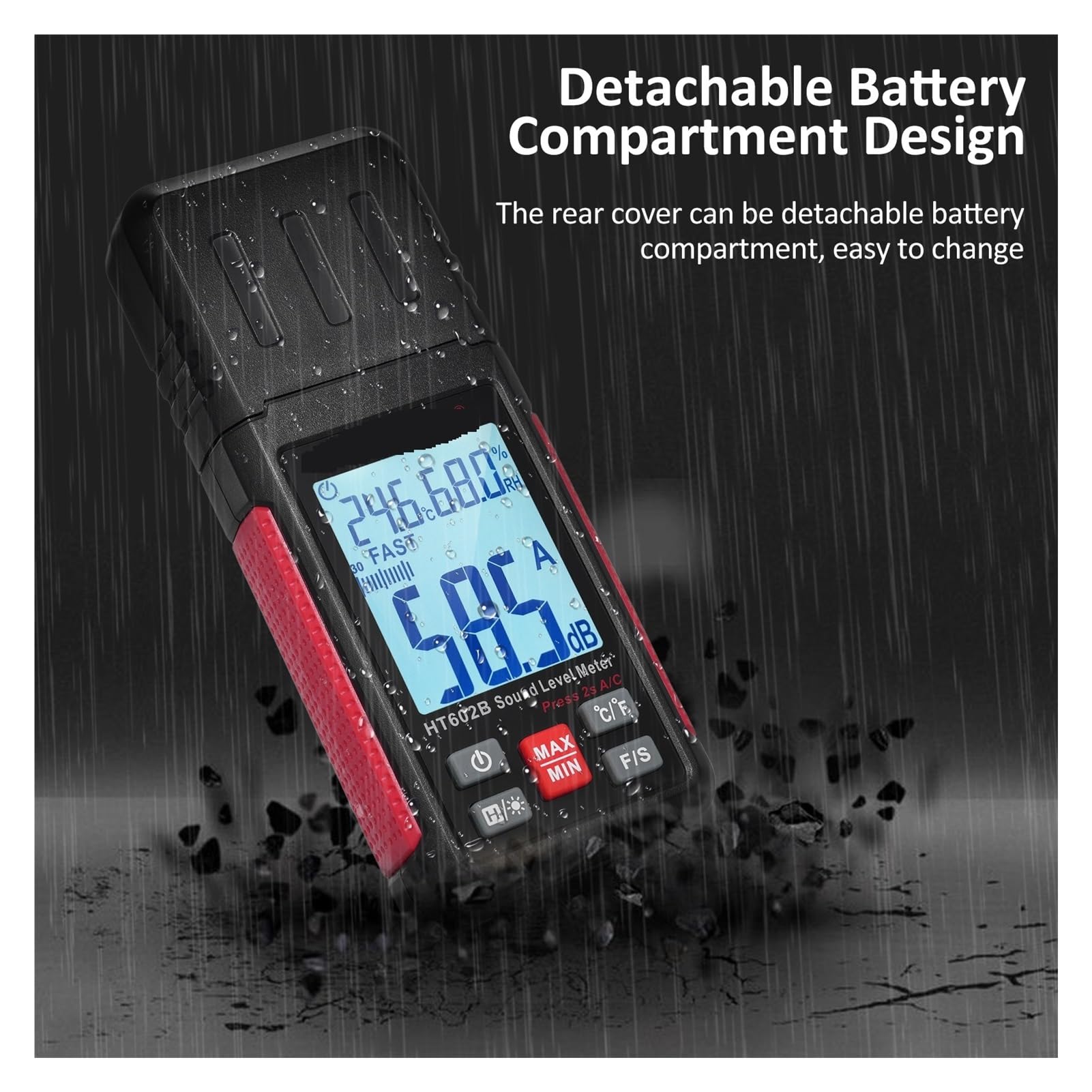 Fonometro Digitale Fonometro Decibel Misuratore SPL Portatile di Rumore 30-130 Db con misurazione 'umidità a Temperatura Tester del Livello di Rumore Decibel