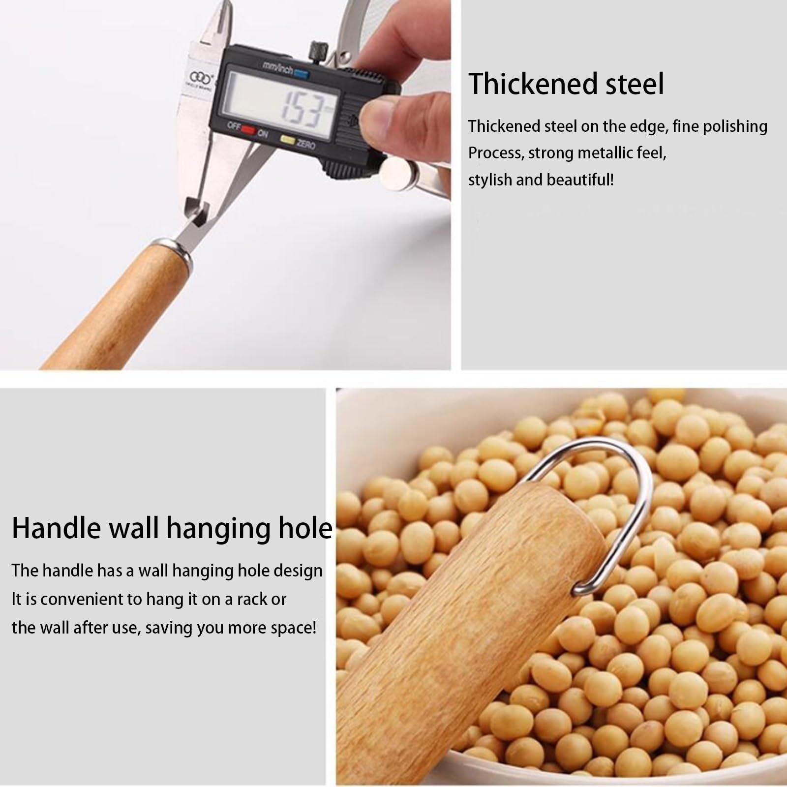 Juego de 4 tamices y coladores, colador de malla fina, colador doméstico, juego de tamiz fino, colador de cocina y hogar hecho de acero inoxidable para cocinar, quinua