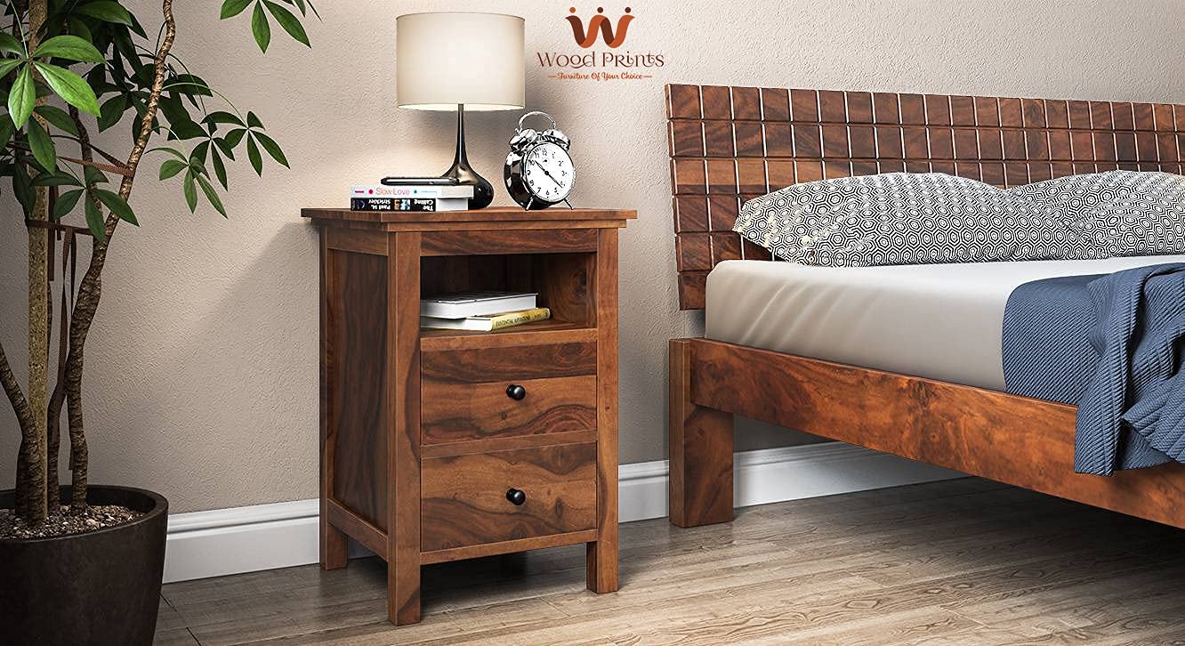 Solid Sheesham Wood Tall Bedside Table-image-41
