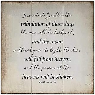 Rustic Style 12x12in Wood Pallet Bible Verse Immediately After the Distress of Those Day Wooden Plaque for Porch Garden Yard Living Room Farmhouse Kitchen Coffee Bar Home Decor