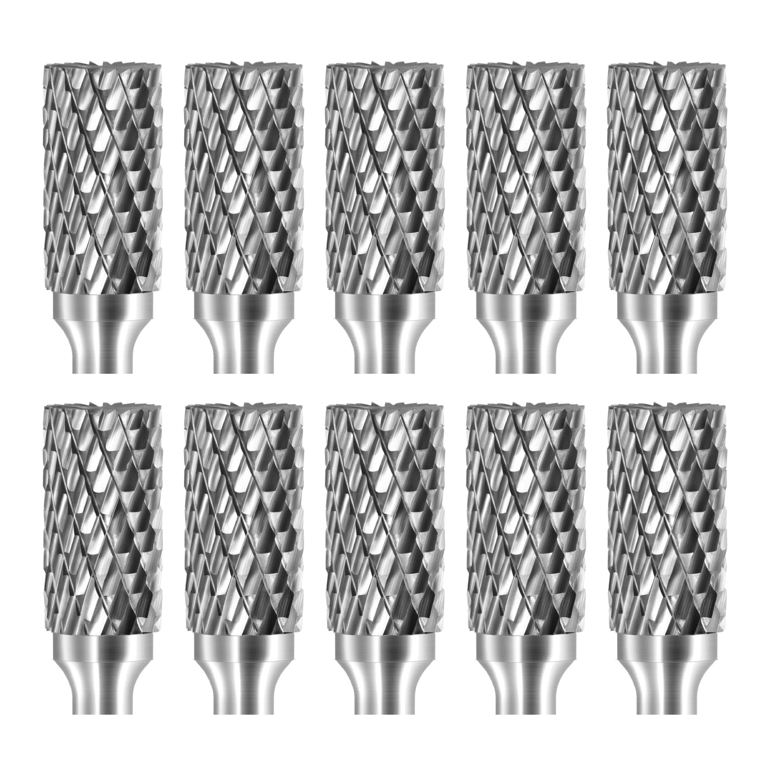 SB-5 Tungsten Carbide Burr Rotary File Cylinder Shape Double Cut with 1/4''Shank for Die Grinder Drill Bit - 10Pcs