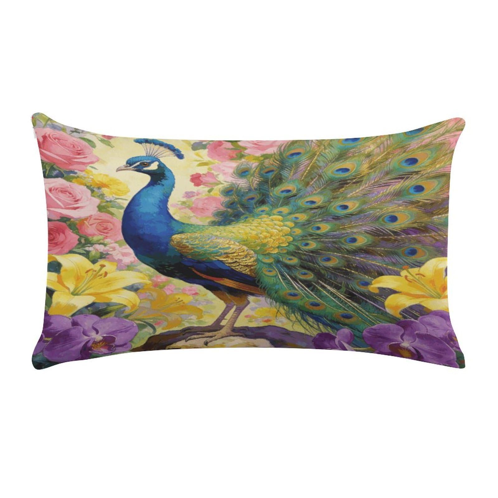 Fodpand Style Flowers And Feathers Pillow Cases Set Of 1 Extra Soft Pillow Protectors With Hidden Zipper Perfect For Hotels, Guest Rooms,Bedroom 12X20 Inches Pillows Not Included