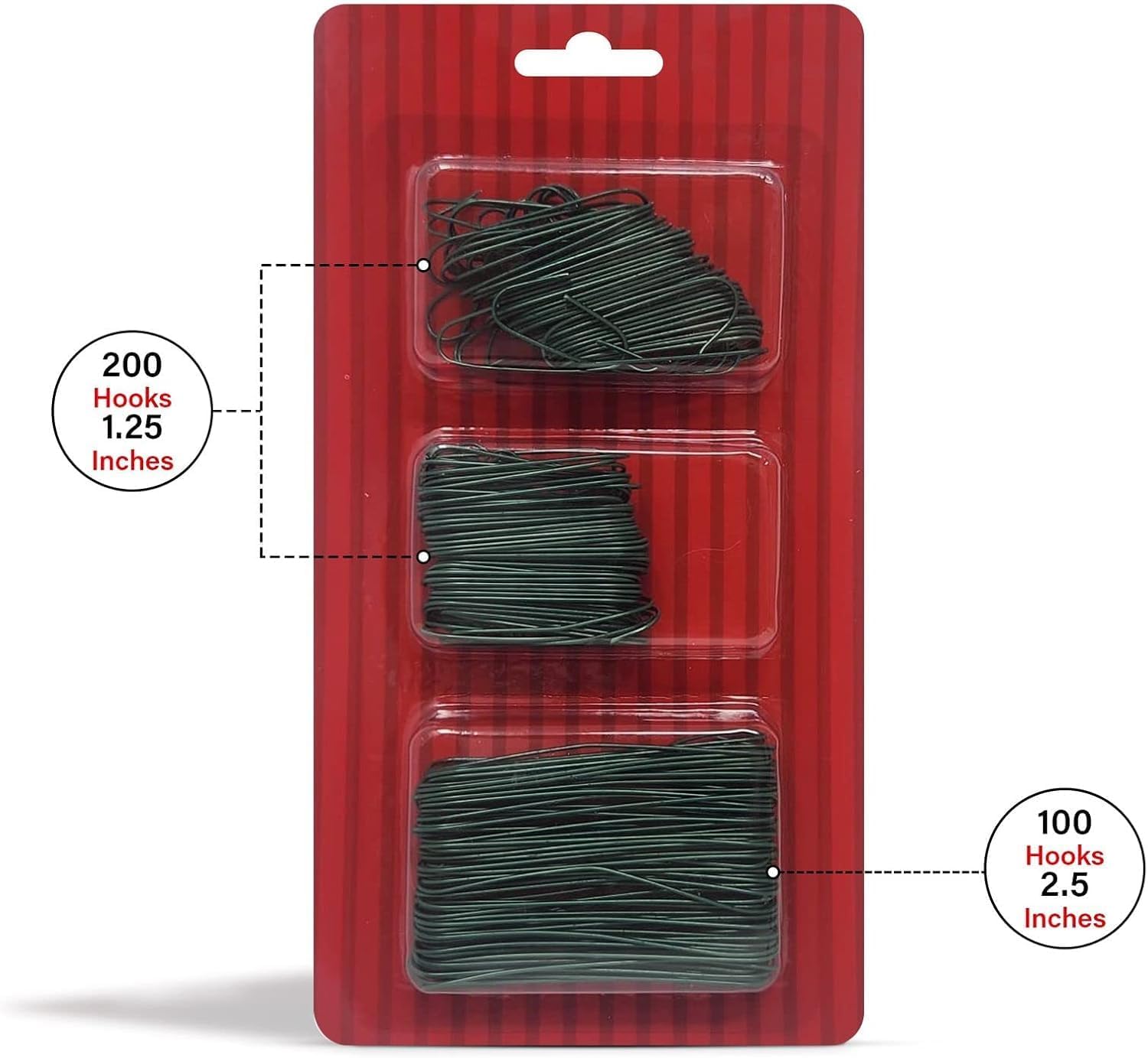 Bexter 300 Pack of Green Ornament Hooks Christmas Tree Decorating Hooks- Metal Wire Ornament Hooks for Christmas Tree Decoration Hanging (Green) (Happy Holidays!!)