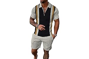 Men's Short Sets Outfits 2 Piece Summer Tracksuit Set Casual Sport Suit