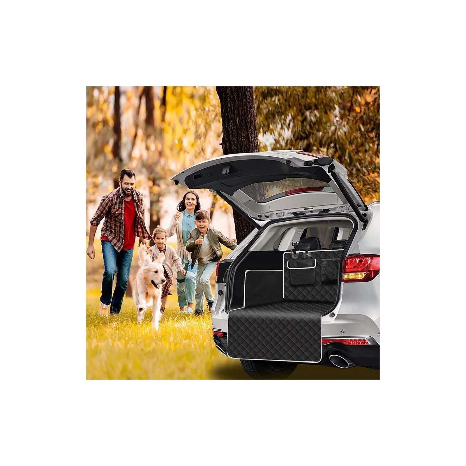 Auto Kofferbakbeschermer Voor Honden voor Dacia Duster 2018-2024, Kofferbakmat Hondenstoel Cargo Liner Carpet Tray Pad met Zijbumper Bescherming,A/Black