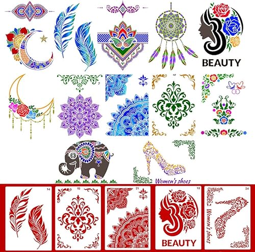 Miniatura 4 de LuckyMoon 12 plantillas de borde de flores para pintar, plantillas de arte de encaje de plástico reutilizables tamaño A4, plantillas de arte de