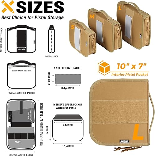 Miniatura 4 de DBTAC - Funda cuadrada para alfombra de pistola, 1 funda acolchada rígida para arma de fuego con parche extraíble y reflectante para campo de tiro,