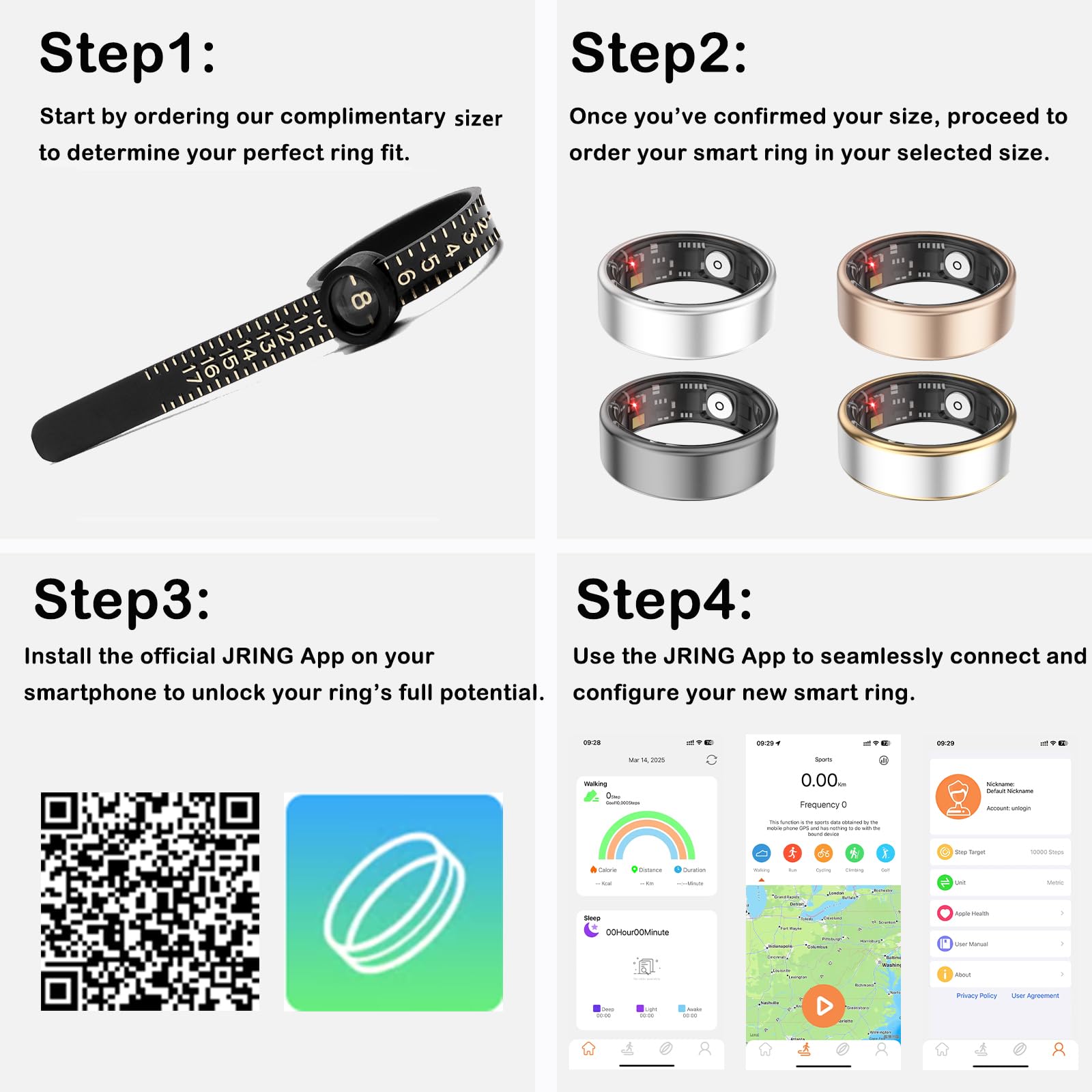 Loluka Smart Ring with Heart Rate Monitor Fitness Ring Fitness Tracker Step Tracker Sleep Monitor Health Tracking No Subscription Fee for Android iOS Silvery 9