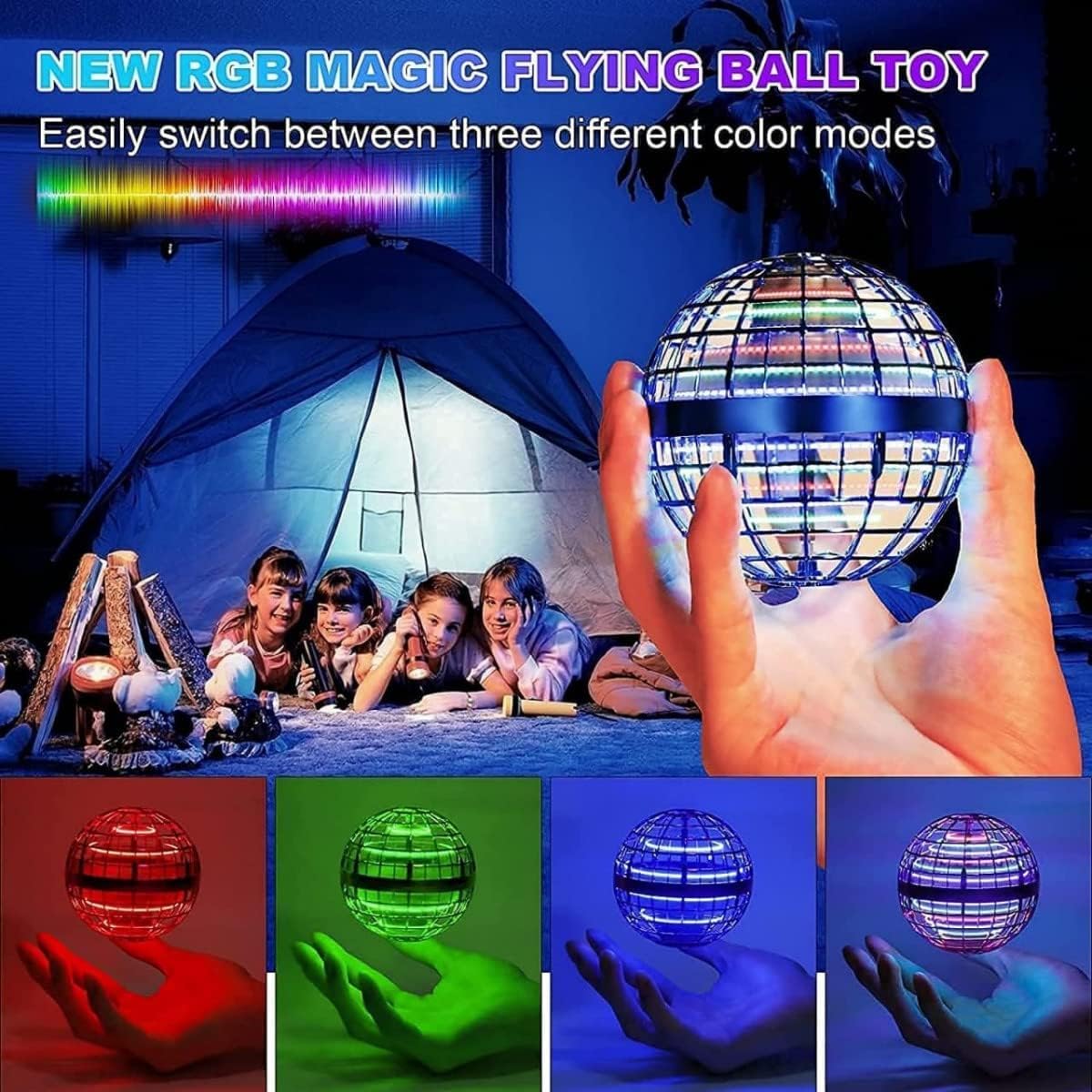NestPlay Flying Ball Toy, Flying Orb Ball Boomerang Mini Pro Spinner Toys for Boys Girls Kids Adult Indoor Outdoor, USB Rechargeable Built-in RGB Lights 360°Rotating(Multi-Color, Pack of 1) - Image 2 thumbnail