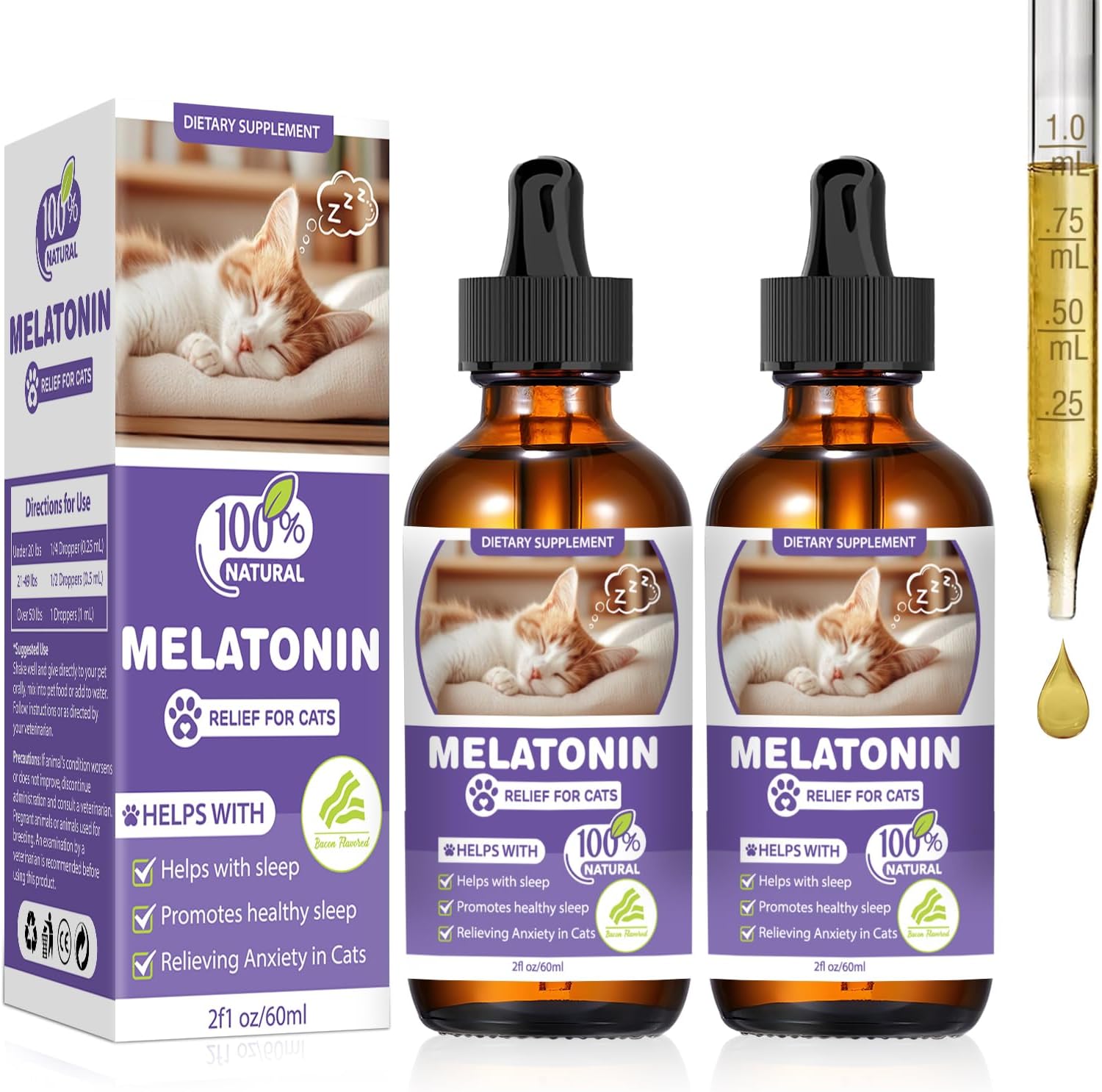 Cat Melatonin, Melatonin for Cats, Cat Tranquilizer to Anxiety Relief for Cats and Stressful Emotions in Cats, Cat Sleep Aid to Promote Relaxation and Entry into Sleep in Cats Cat Melatonin, Melatonin for Cats, Cat Tranquilizer to Anxiety Relief for Cats and Stressful Emotions in Cats, Cat Sleep Aid to Promote Relaxation and Entry into Sleep in Cats