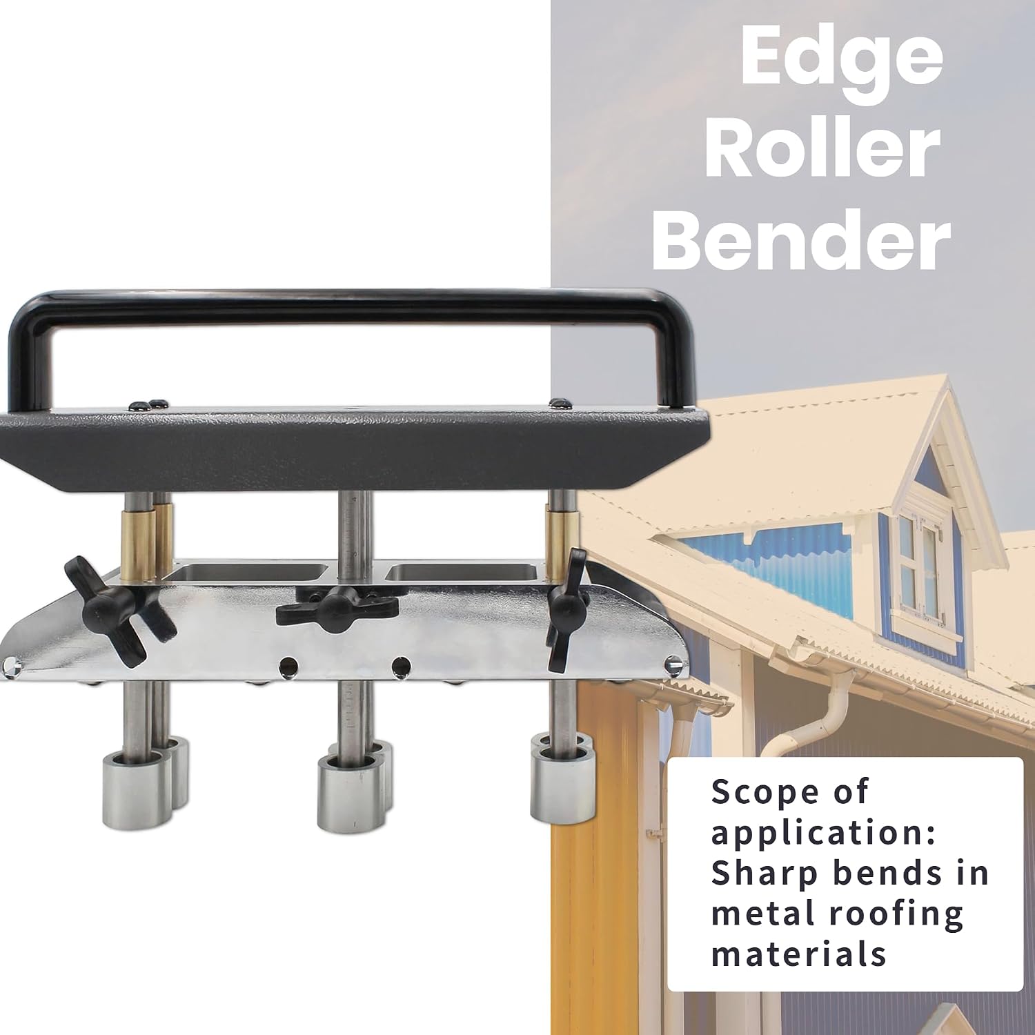 3-Station Sheet Metal Bender, 0-90° Bending Angle Roller Bender, Metal Roll Roofing Tools for Making 1/2-5in (13‑130mm) Bending