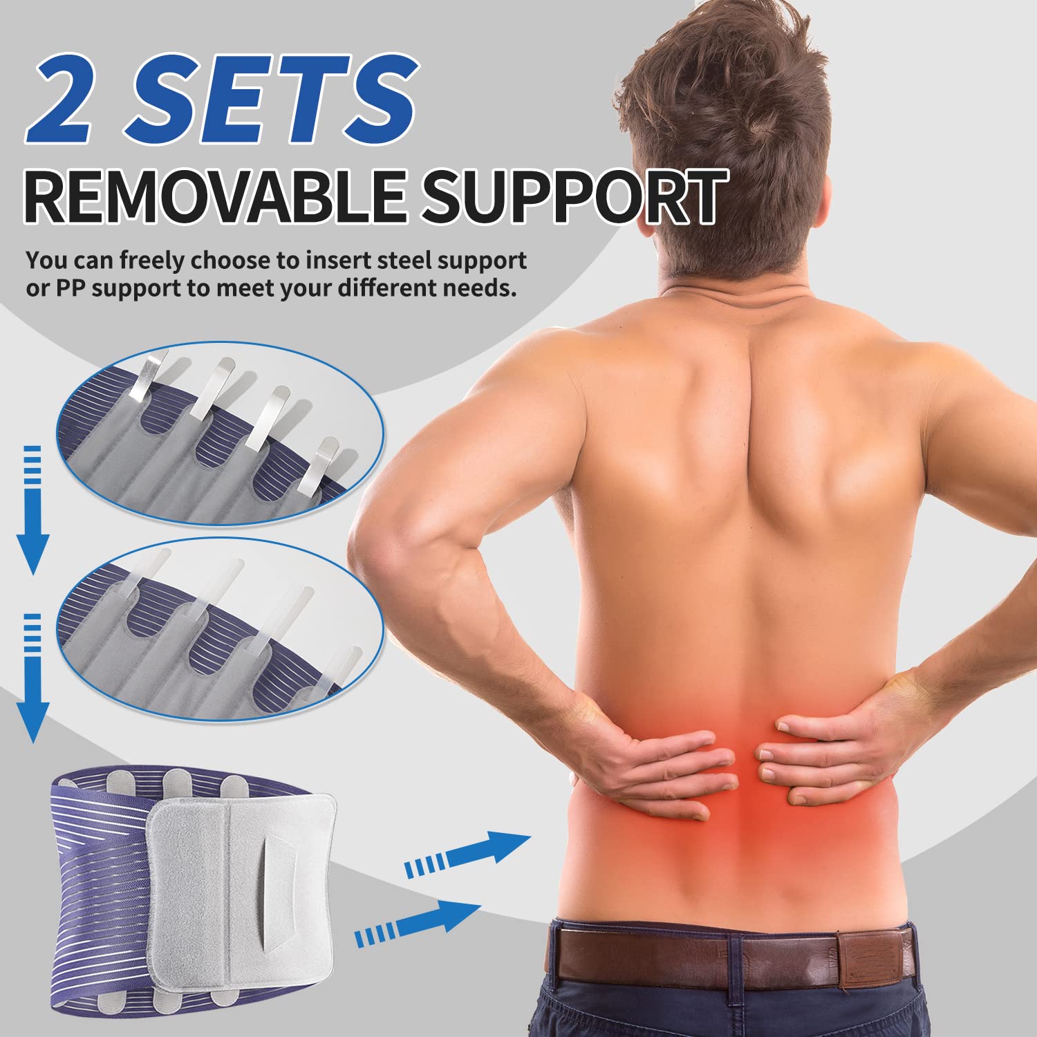 Support Removable Type Back Brace for Doctor.Roo, Lumbar Support Belt for Women & Men with 3 ...